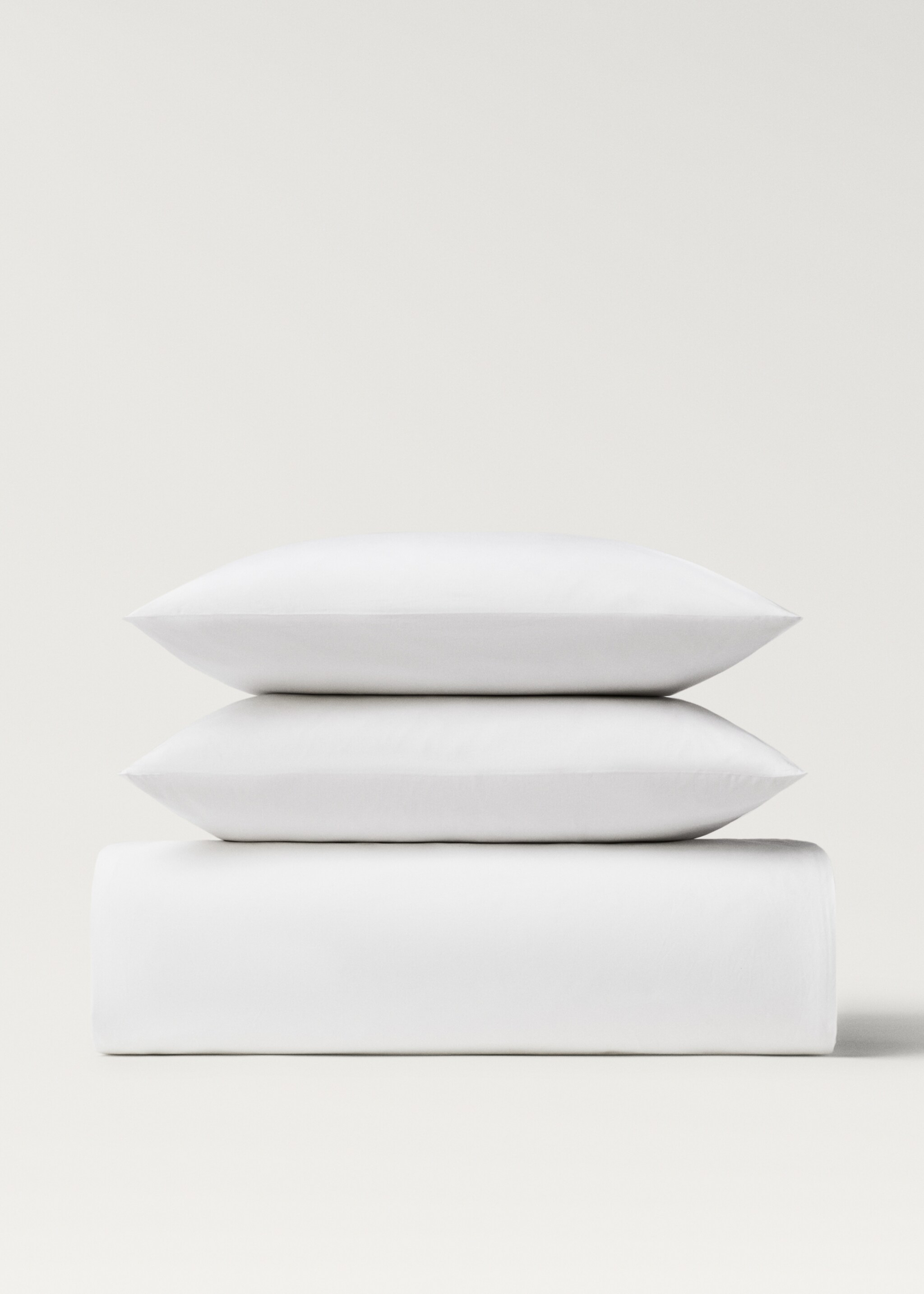 Percale cotton duvet cover King bed - Details of the article 1, White. Ref: 27022915-00.