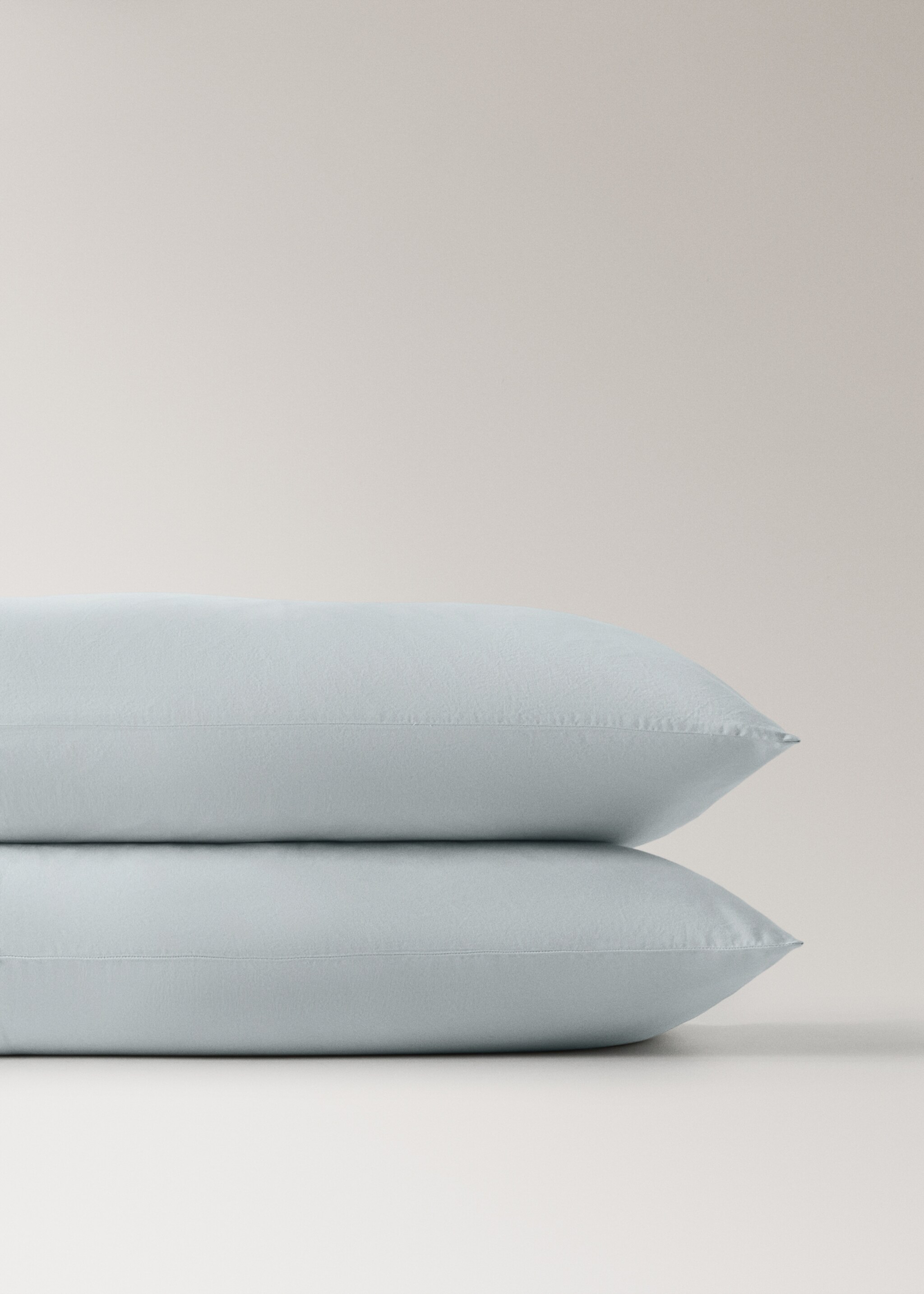 Two double-stitched satin pillowcases 50x75 cm - Details of the article 3, Aqua Green. Ref: 27022929-00.