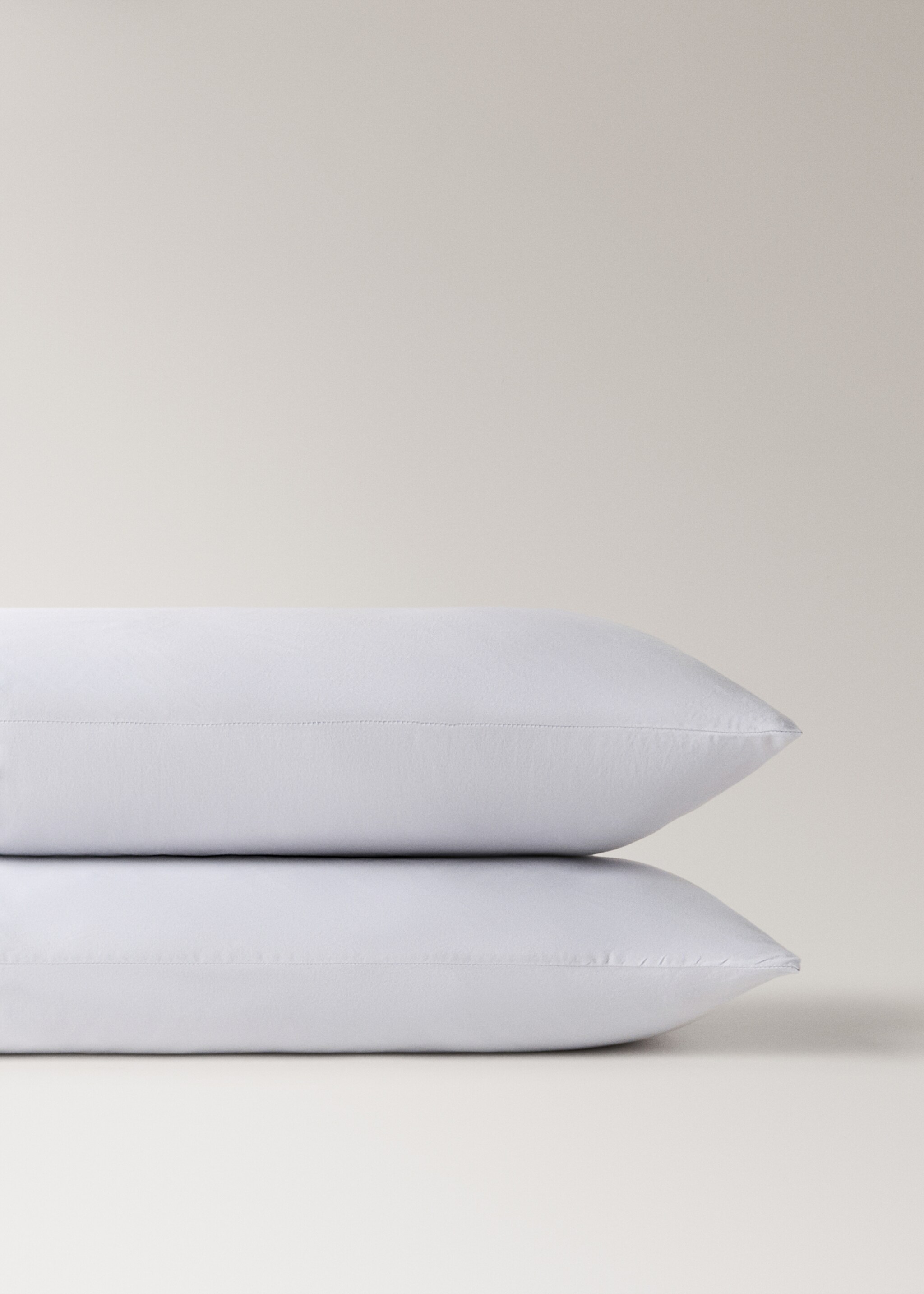 Two double-stitched satin pillowcases 50x75 cm - Details of the article 3, Light/Pastel Purple. Ref: 27022929-00.