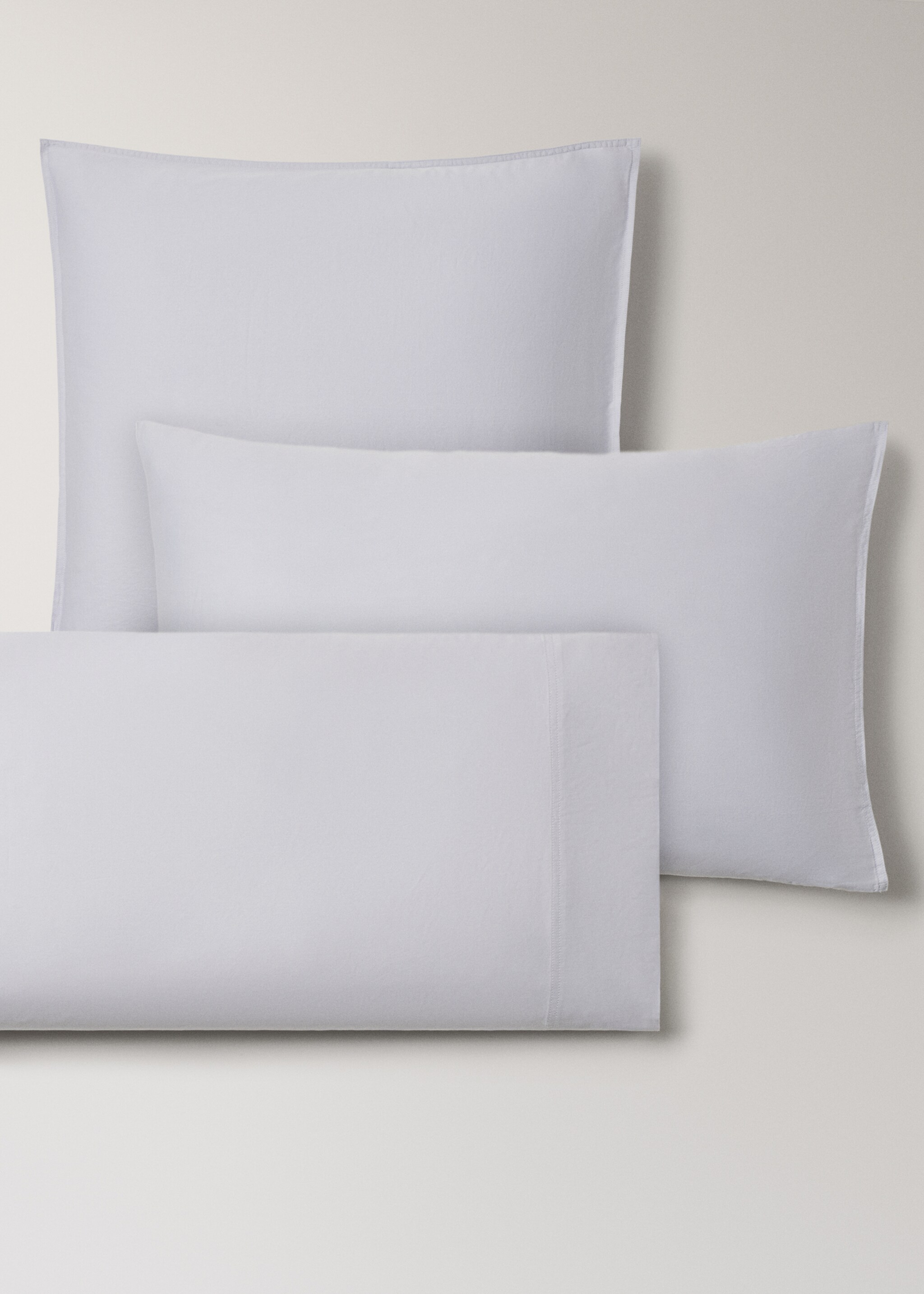 Two double-stitched satin pillowcases 50x75 cm - Details of the article 4, Light/Pastel Purple. Ref: 27022929-00.