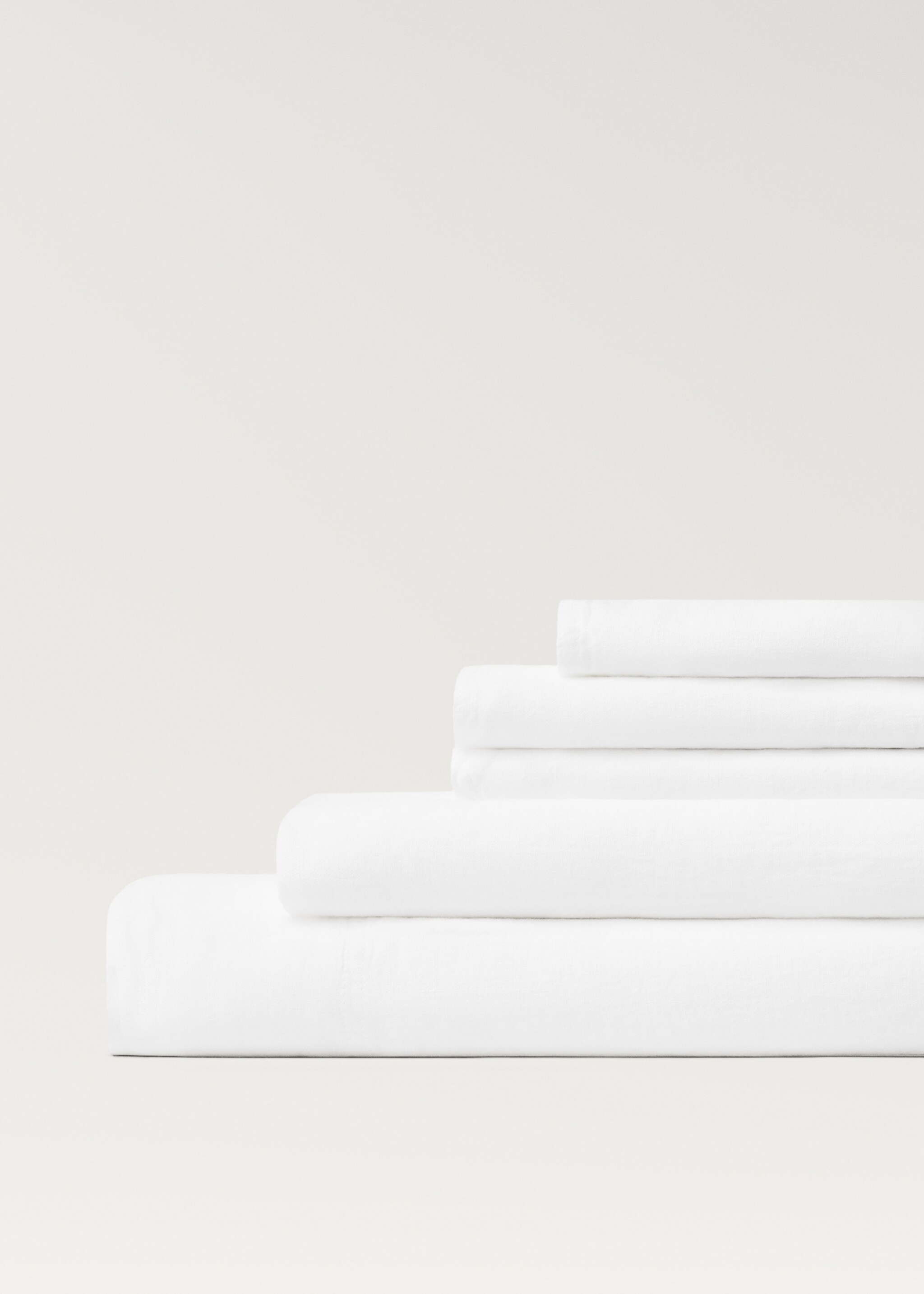 Sábana bajera lino lavado cama 180 cm - Detalle del artículo 2, Blanco. Ref: 27022934-00.