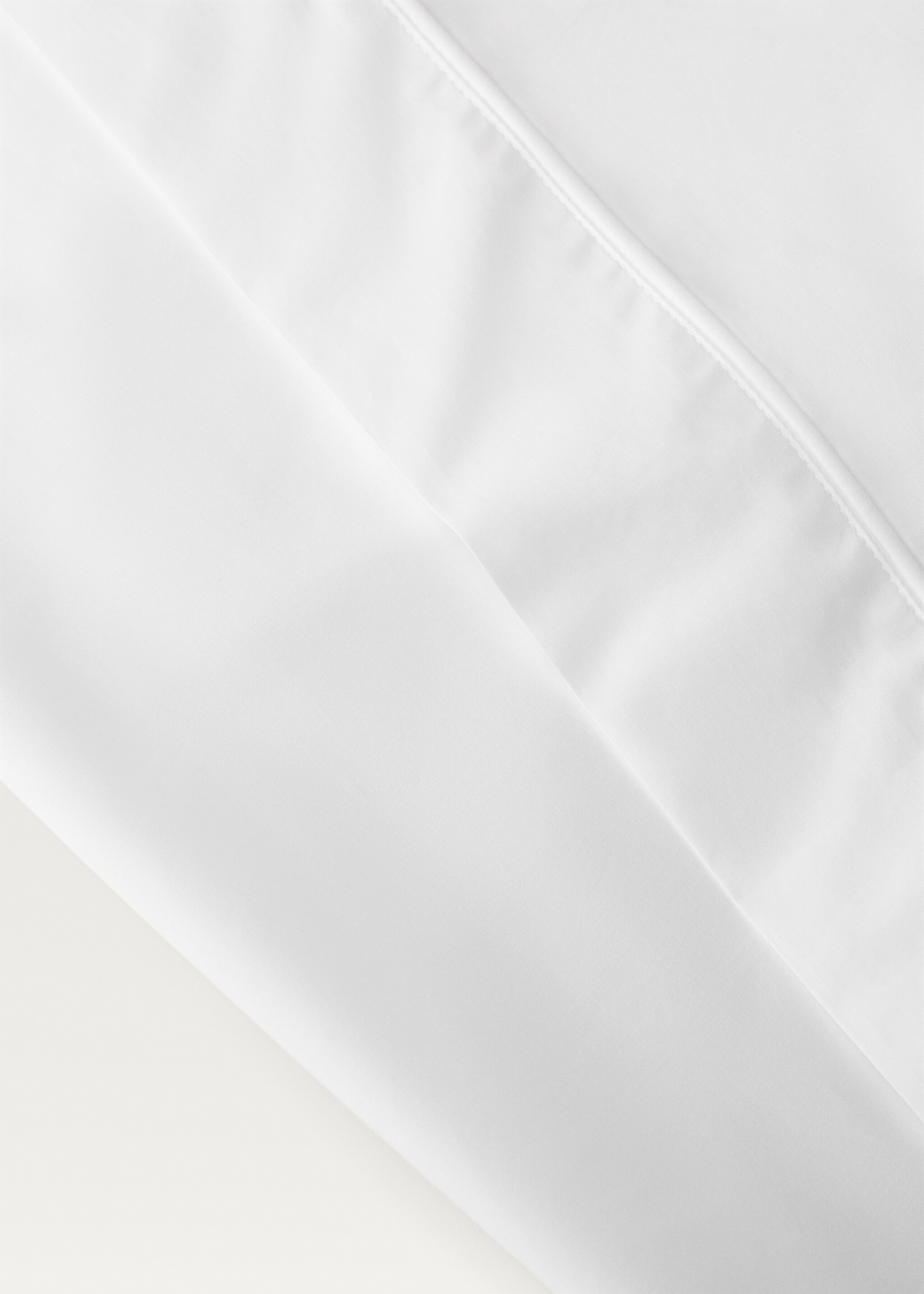 500-thread count cotton percale top sheet with rounded piping detail for 180/200cm bed - Details of the article 3, White. Ref: 27022939-00.