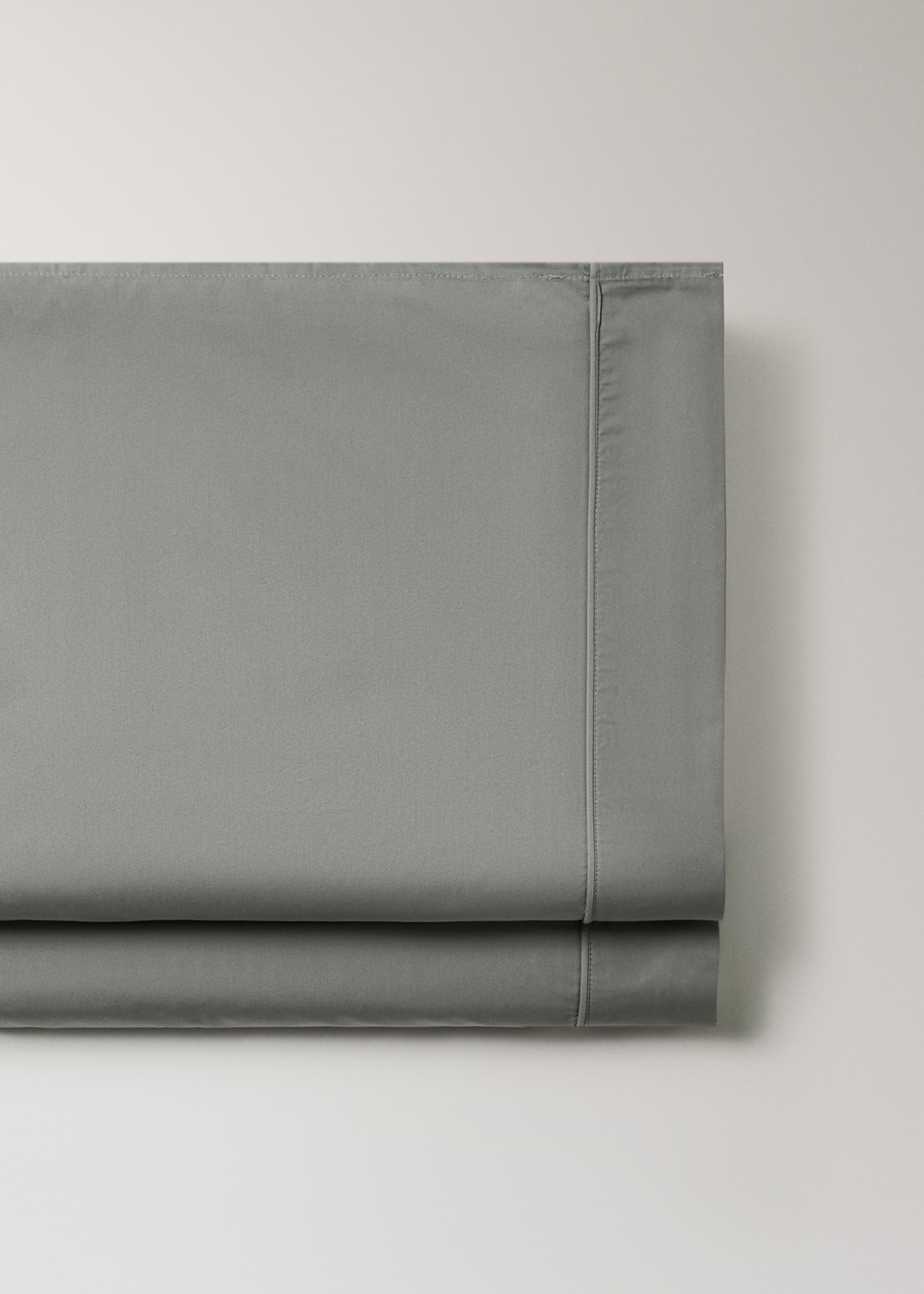 Πανωσέντονο από βαμβακερό περκάλι 500 νημάτων με λεπτομέρεια στρογγυλεμένο ρέλι για κρεβάτι 150/160 εκ - Λεπτομέρεια του προϊόντος 2, Γκρι. Ref: 27022962-00.