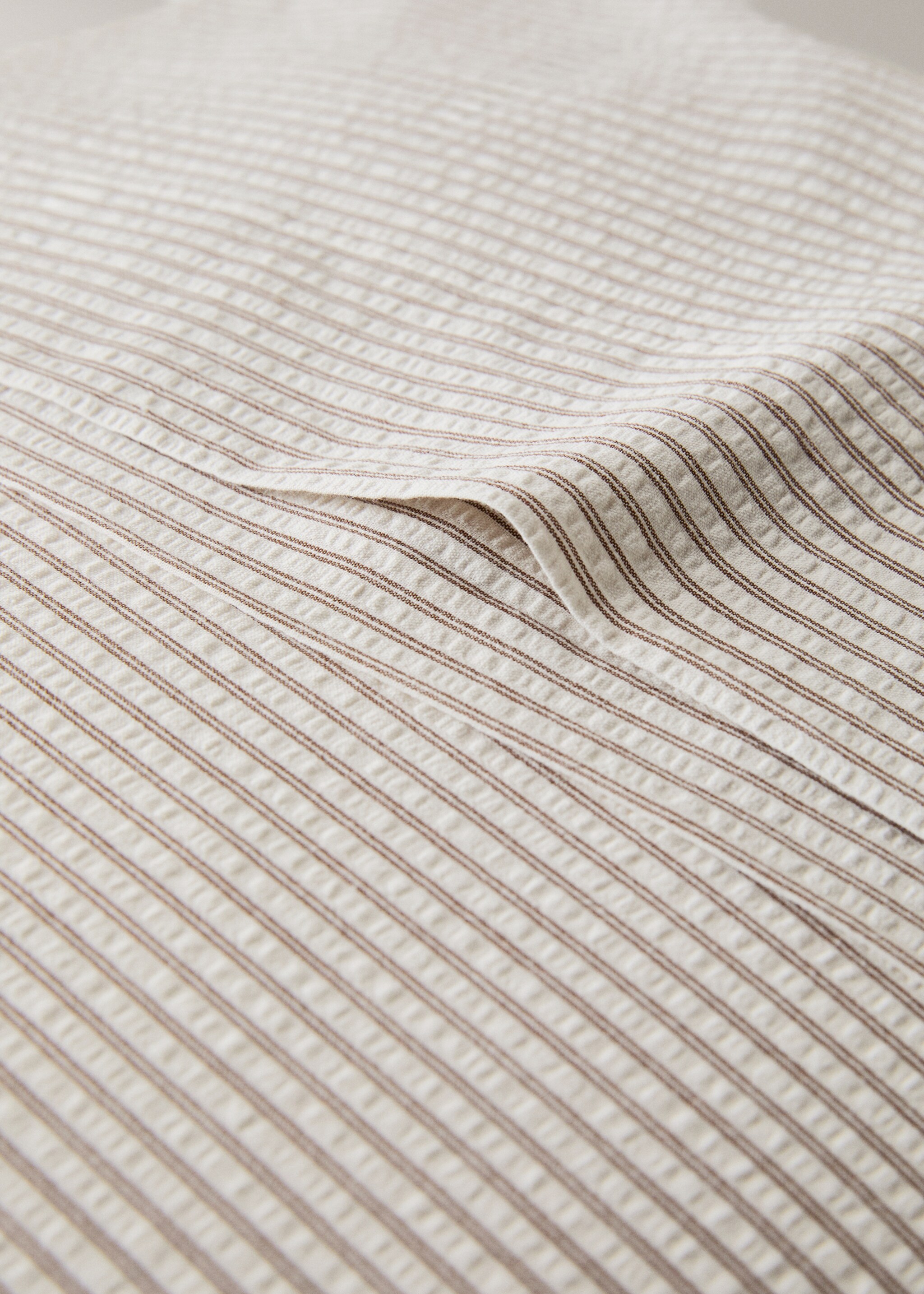 Funda almohada algodón seersucker rayas finas 45x110 cm - Detalle del artículo 1, Café. Ref: 27023272-00.