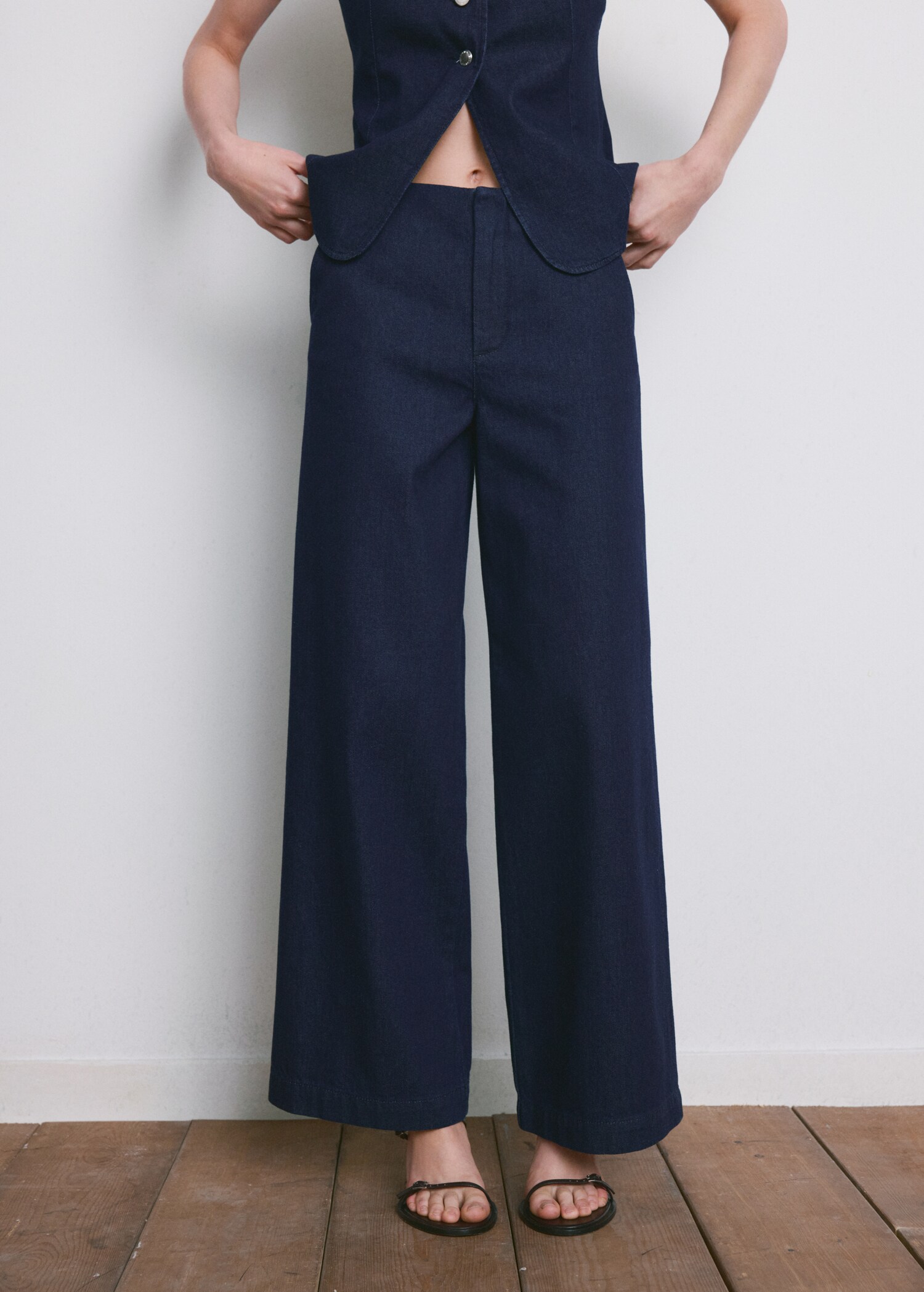 Wide leg mid-rise jeans - Medium plane
