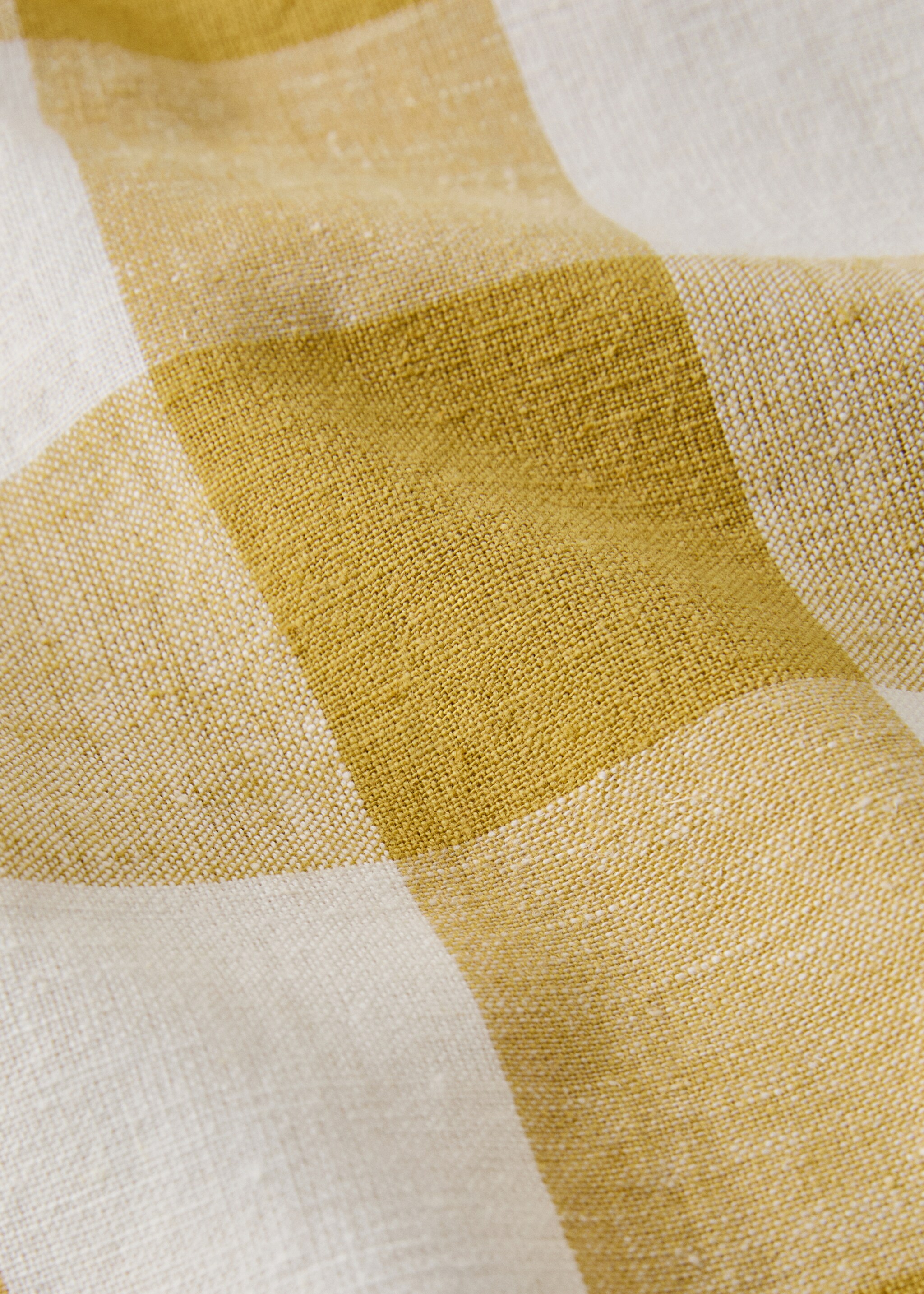 Cotton linen gingham tablecloth for 8 to 10 guests - Details of the article 1, Yellow. Ref: 27023292-00.