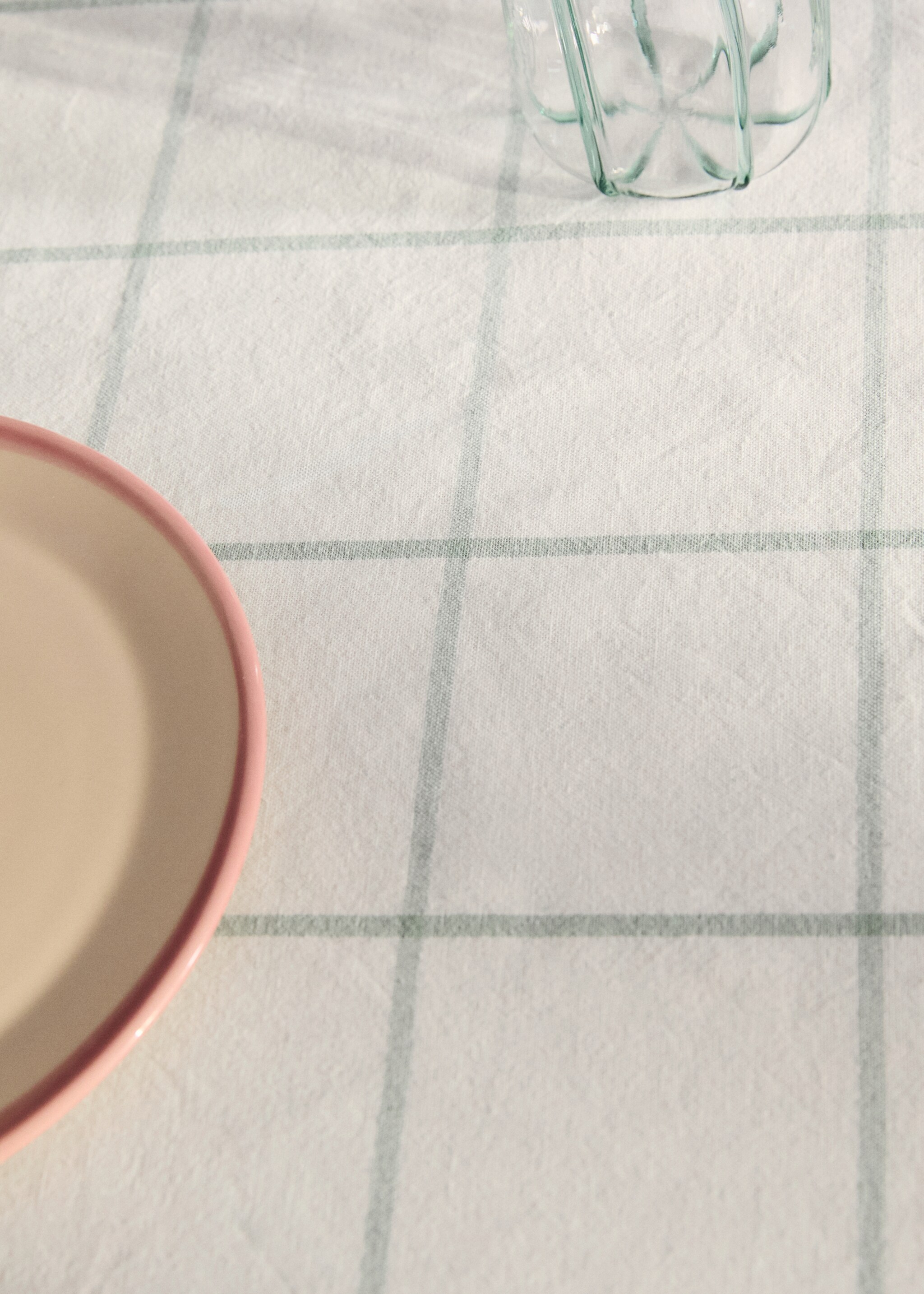 Nappe 100 % coton à rayures contraste pour 8 à 10 convives - Détail de l'article 7, Vert menthe. Ref: 27023295-00.