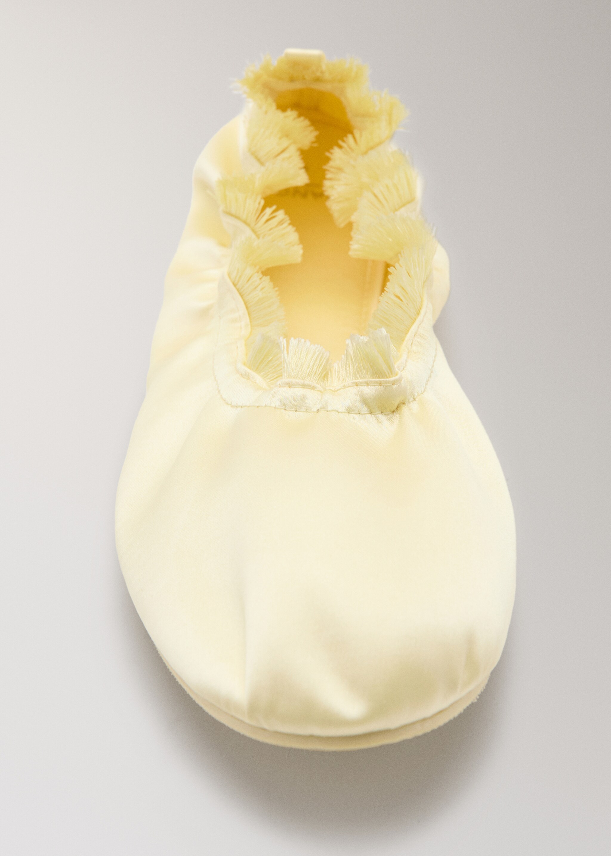 Satin ballerina flats with elastic - Details of the article 1, Pastel Yellow. Ref: 27023318-00.