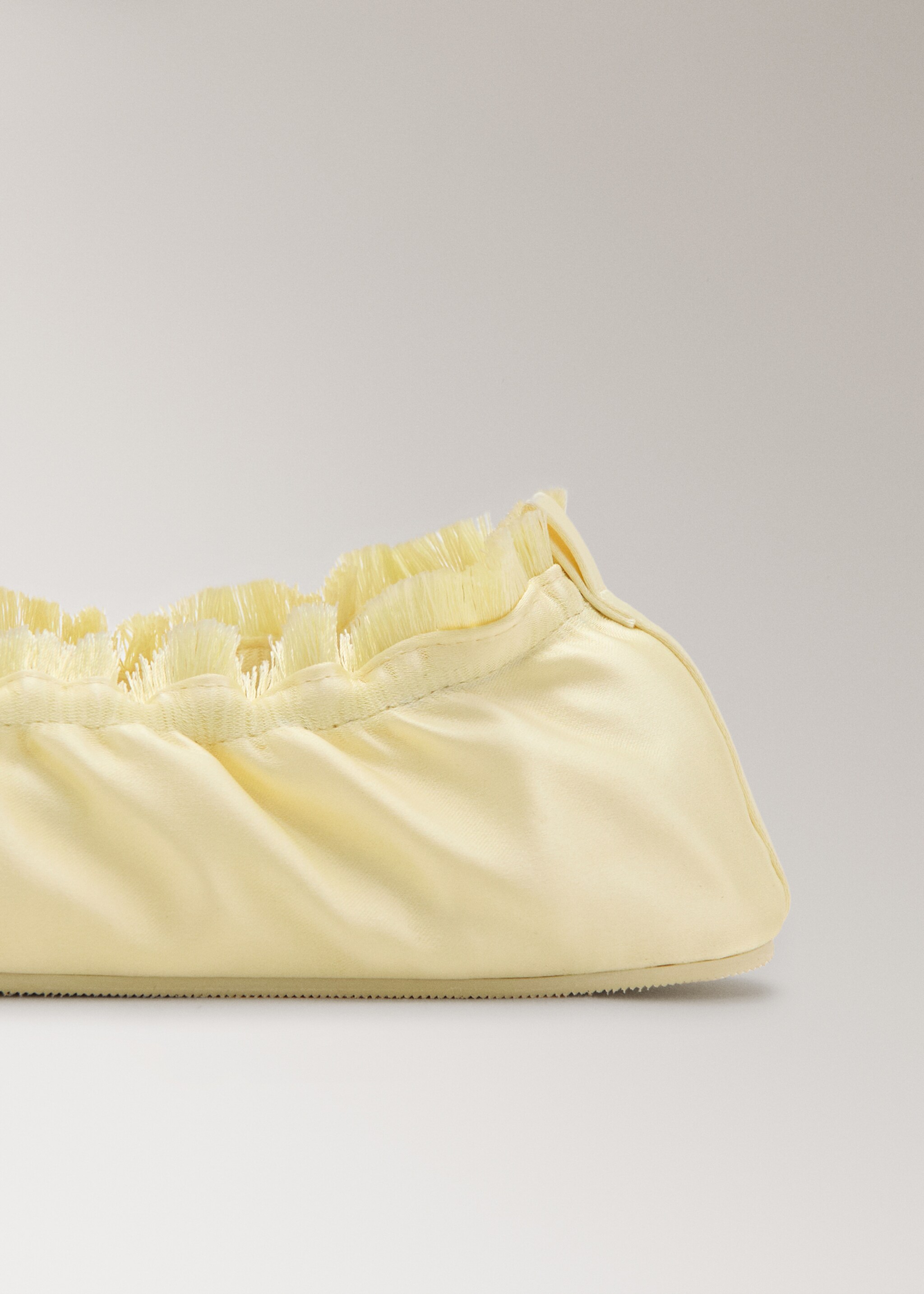 Satin ballerina flats with elastic - Details of the article 2, Pastel Yellow. Ref: 27023318-00.
