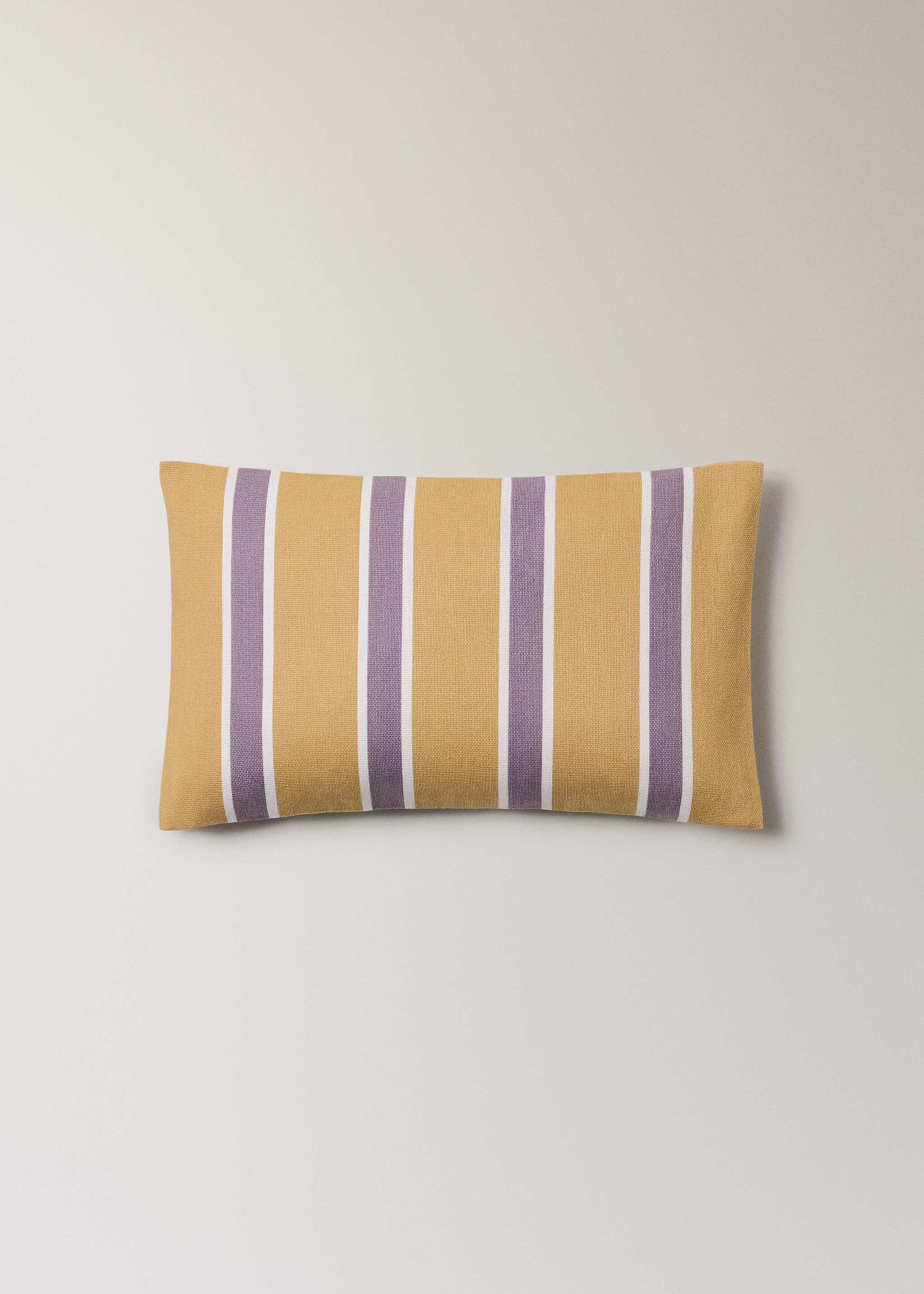 Cotton cushion cover with printed stripes 30x50 cm - Article without model, Yellow. Ref: 27023320-00.