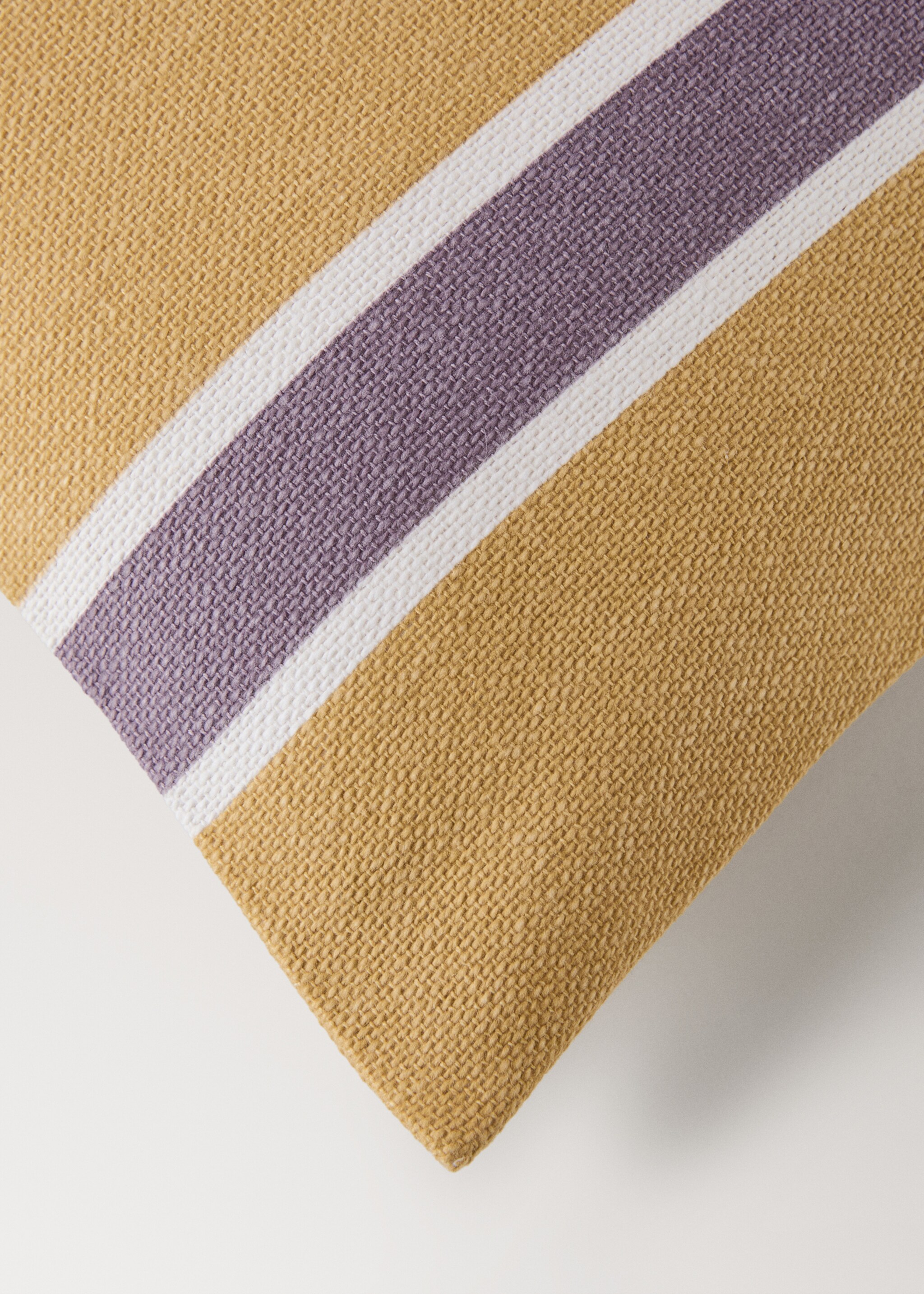 Cotton cushion cover with printed stripes 30x50 cm - Details of the article 1, Yellow. Ref: 27023320-00.