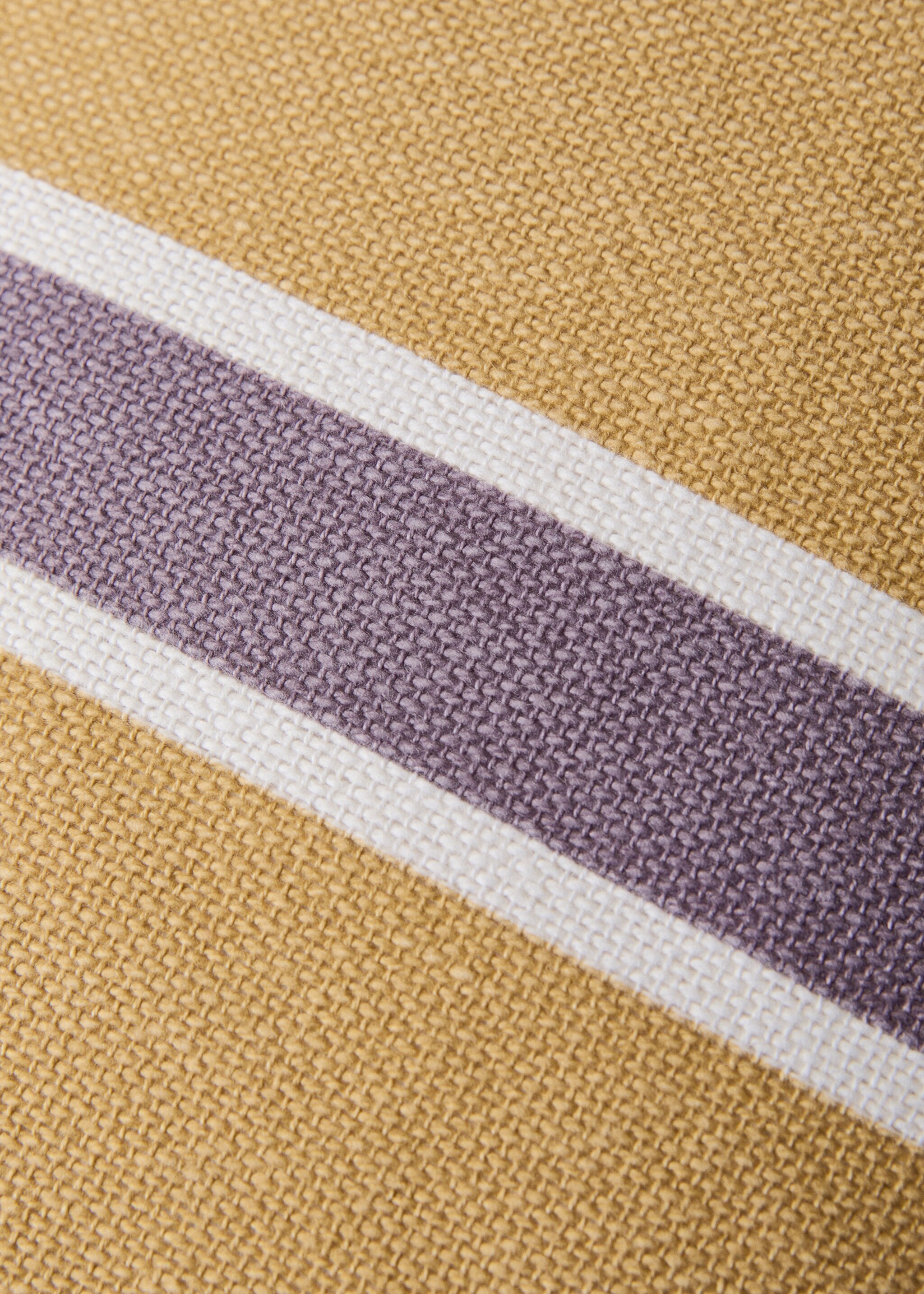 Cotton cushion cover with printed stripes 30x50 cm - Details of the article 3, Yellow. Ref: 27023320-00.