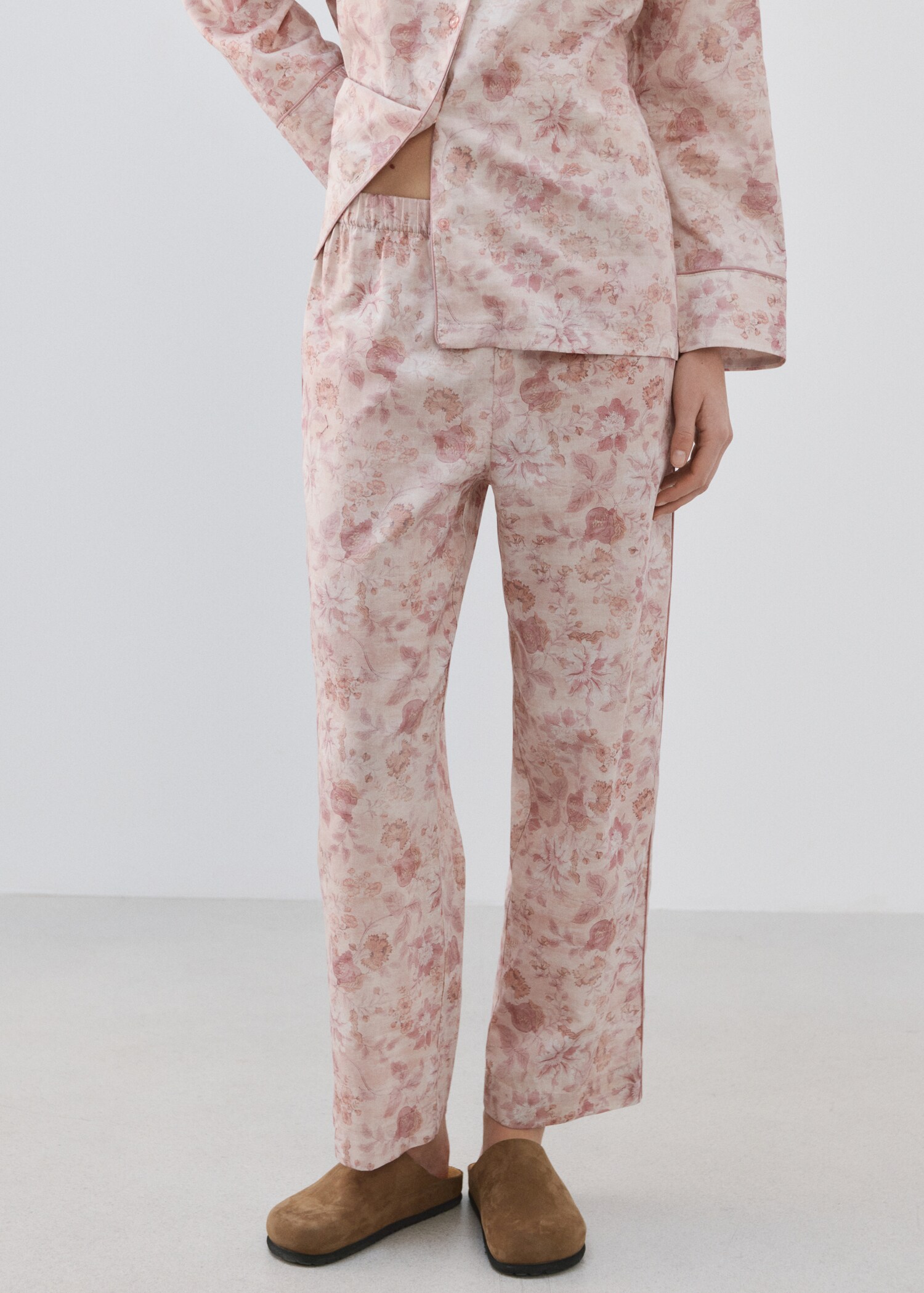 Printed trousers with piping - Medium plane