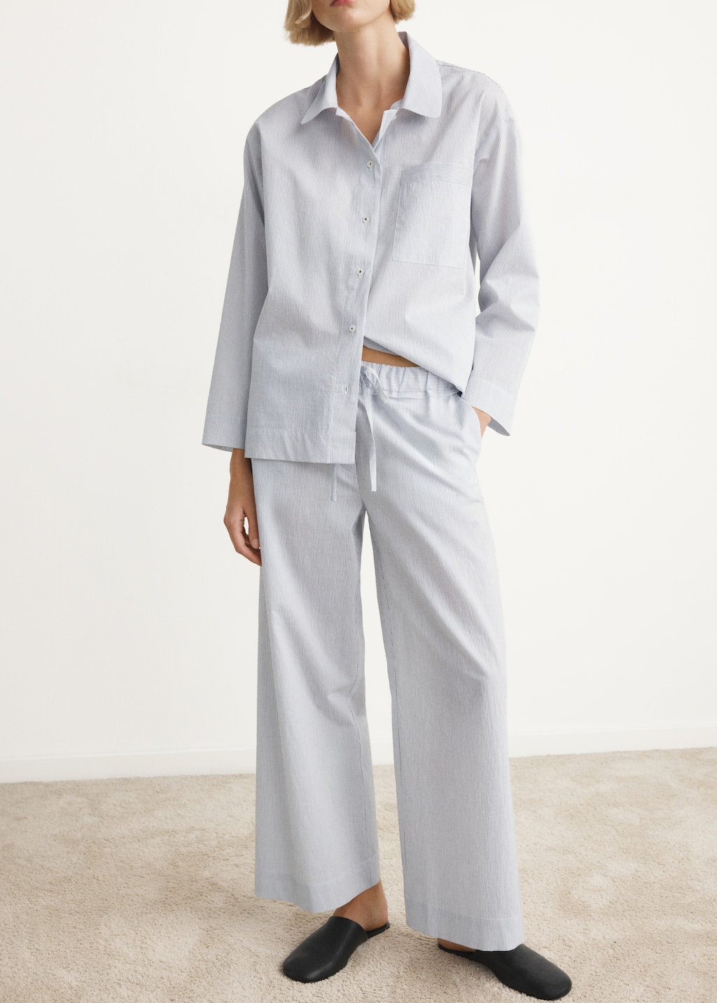 Cotton striped pajama trousers
