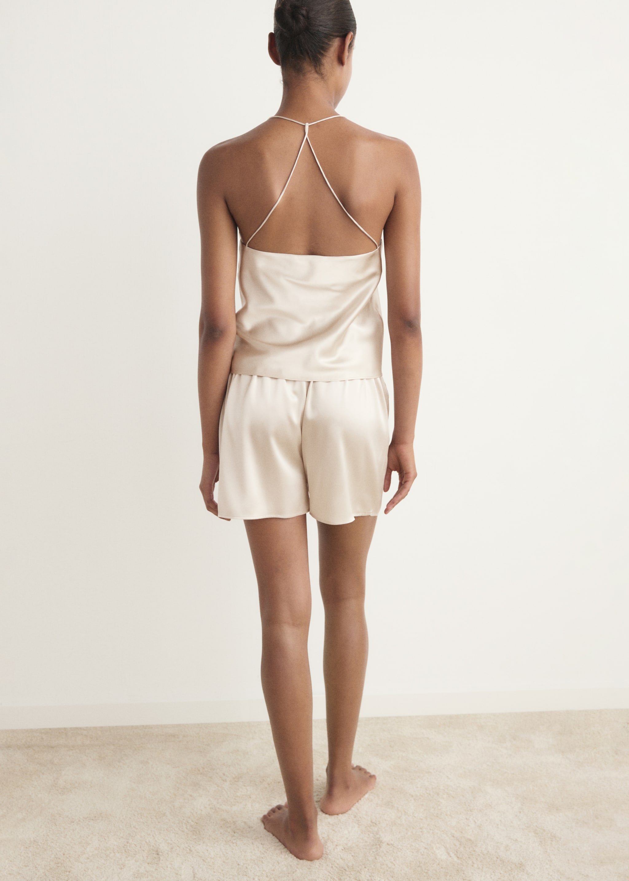Silk pyjama shorts - Reverse of the article, Light/Pastel Grey. Ref: 27023329-00.