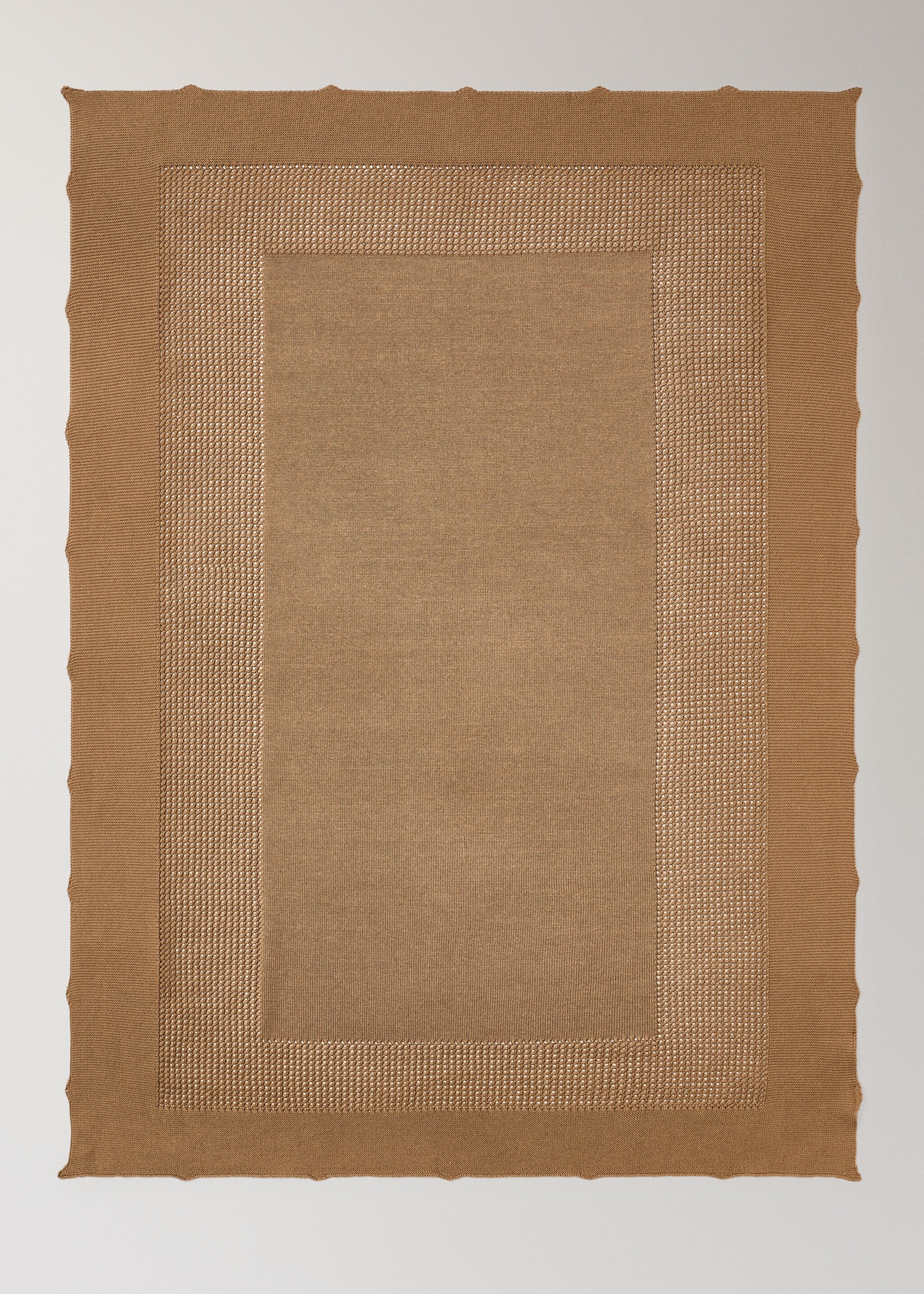 Cotton openwork baby blanket - Details of the article 3, Ecru. Ref: 27023331-00.