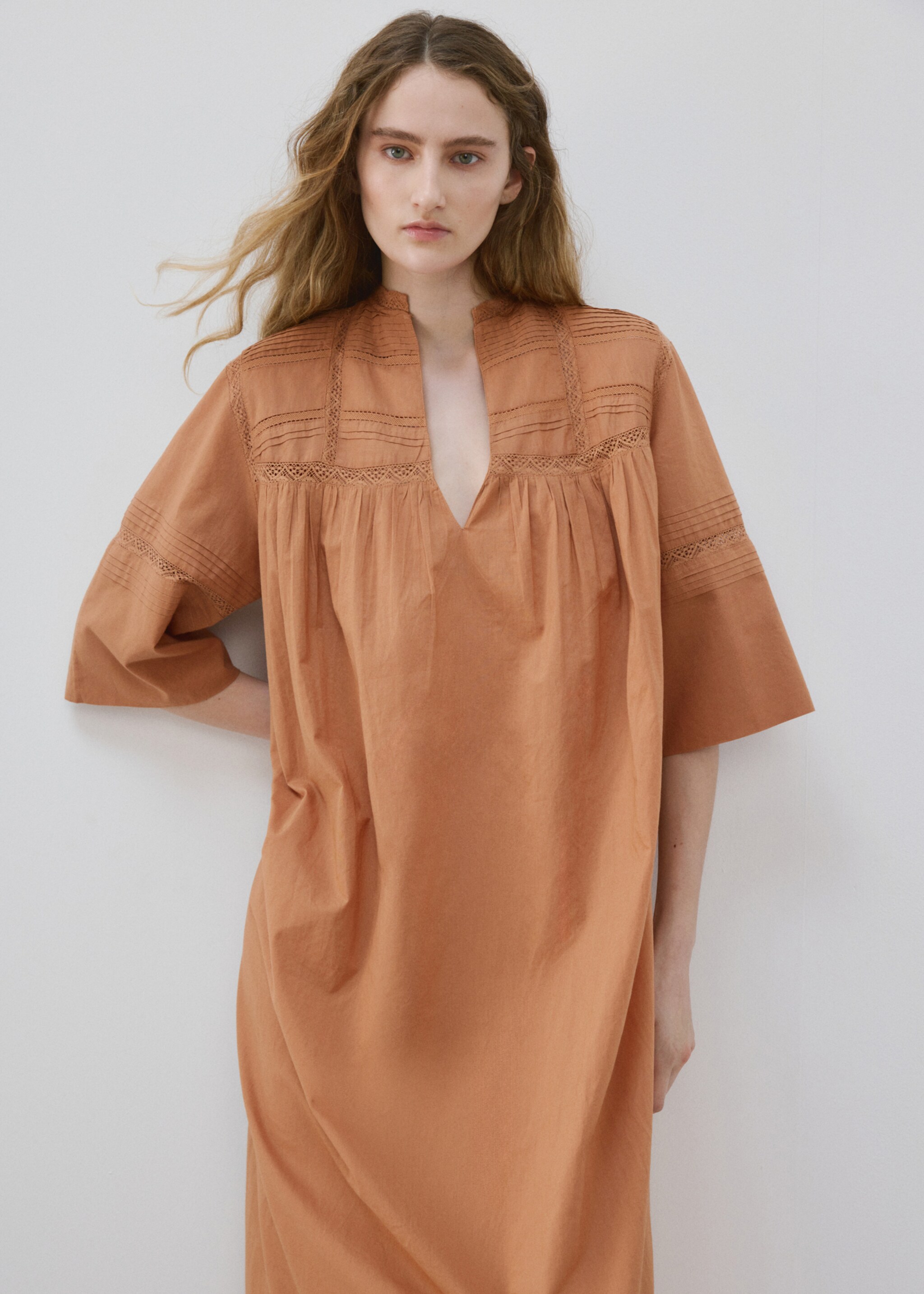 100% cotton nightdress - Medium plane, Copper. Ref: 27023333-00.
