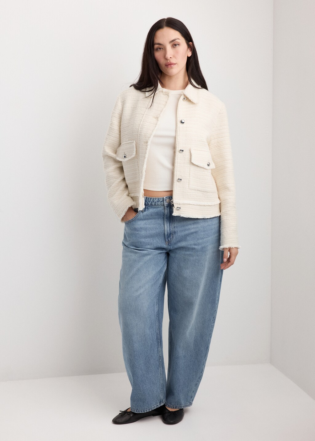 Mango Tweed jacket with notched lapel collar