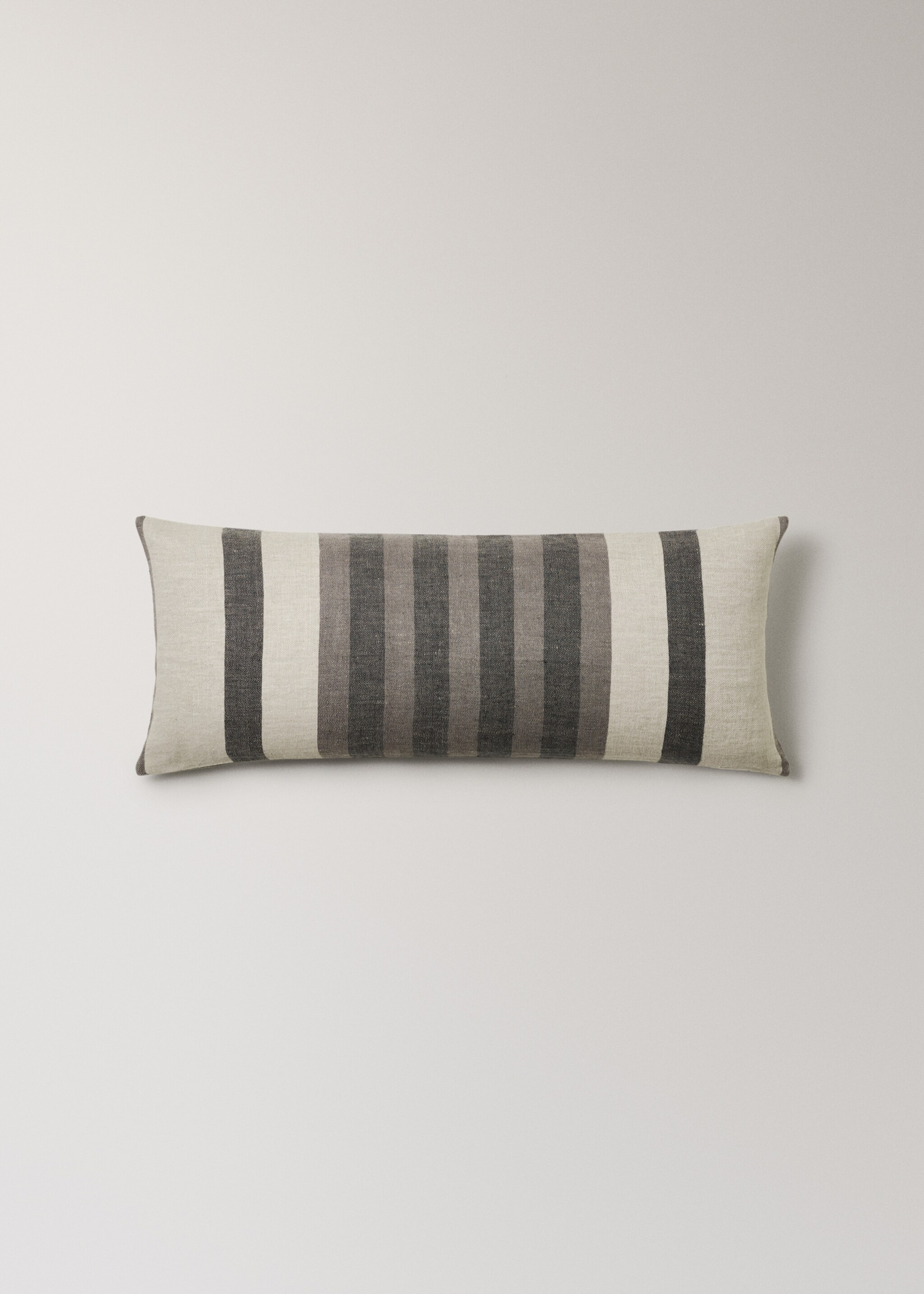 Linen striped cushion cover 40x90 cm - Article without model, Light/Pastel Brown. Ref: 27023339-00.