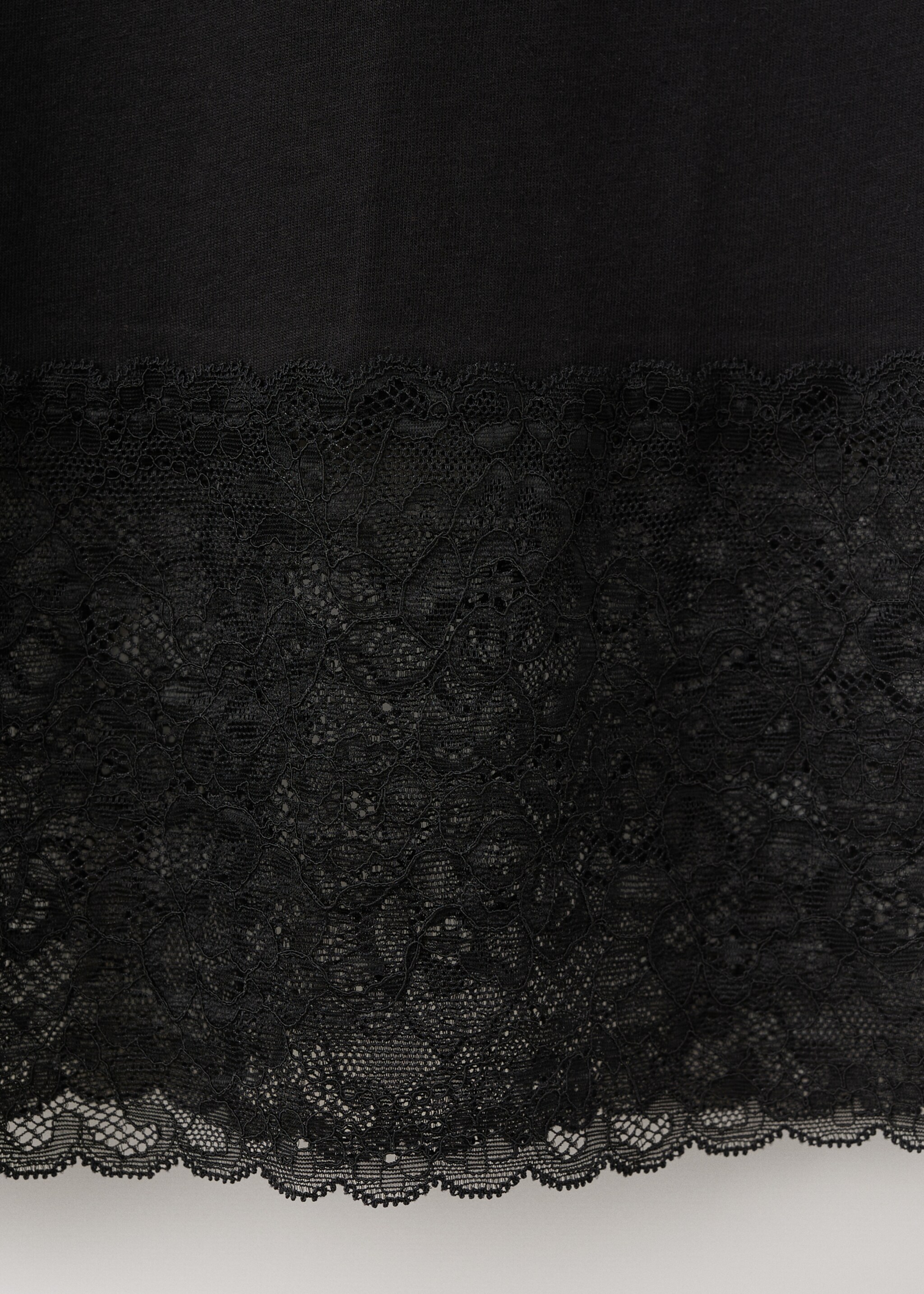 Nightdress with broderie anglaise details - Details of the article 0, Black. Ref: 27023345-00.