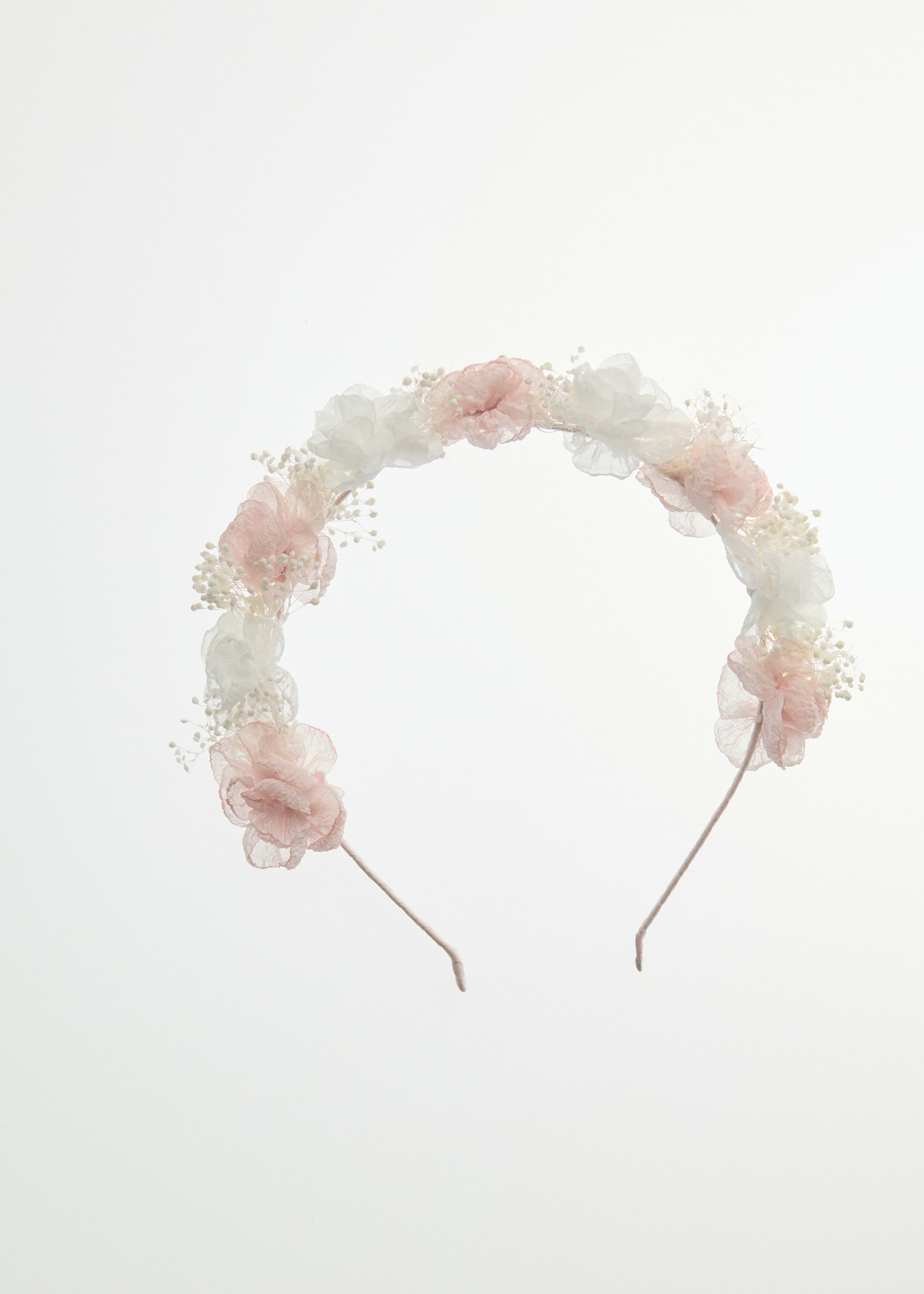 Floral headband with combined colours - Details of the article 5, Pale Pink. Ref: 27023710-00.