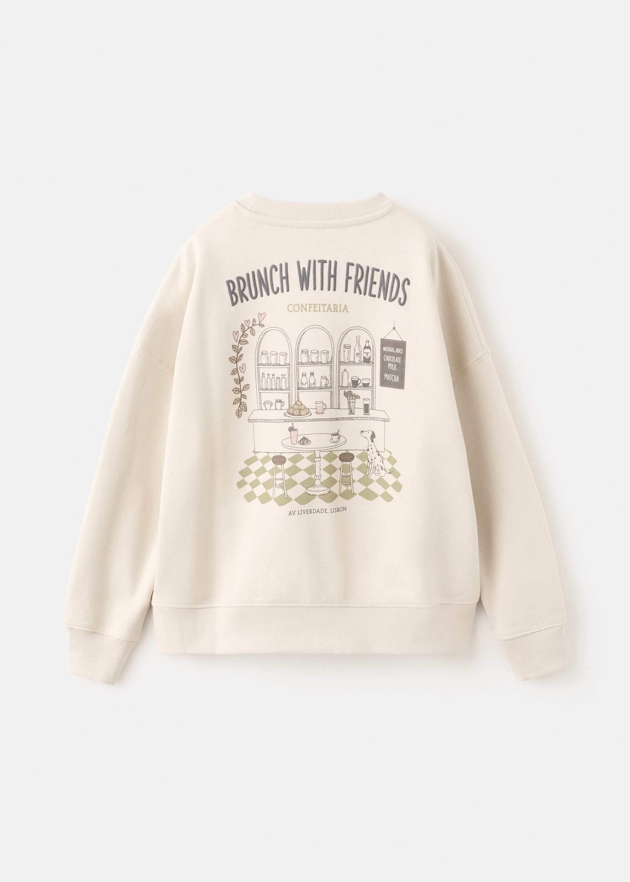 Printed cotton sweatshirt - Reverse of the article, Ecru. Ref: 27023714-00.