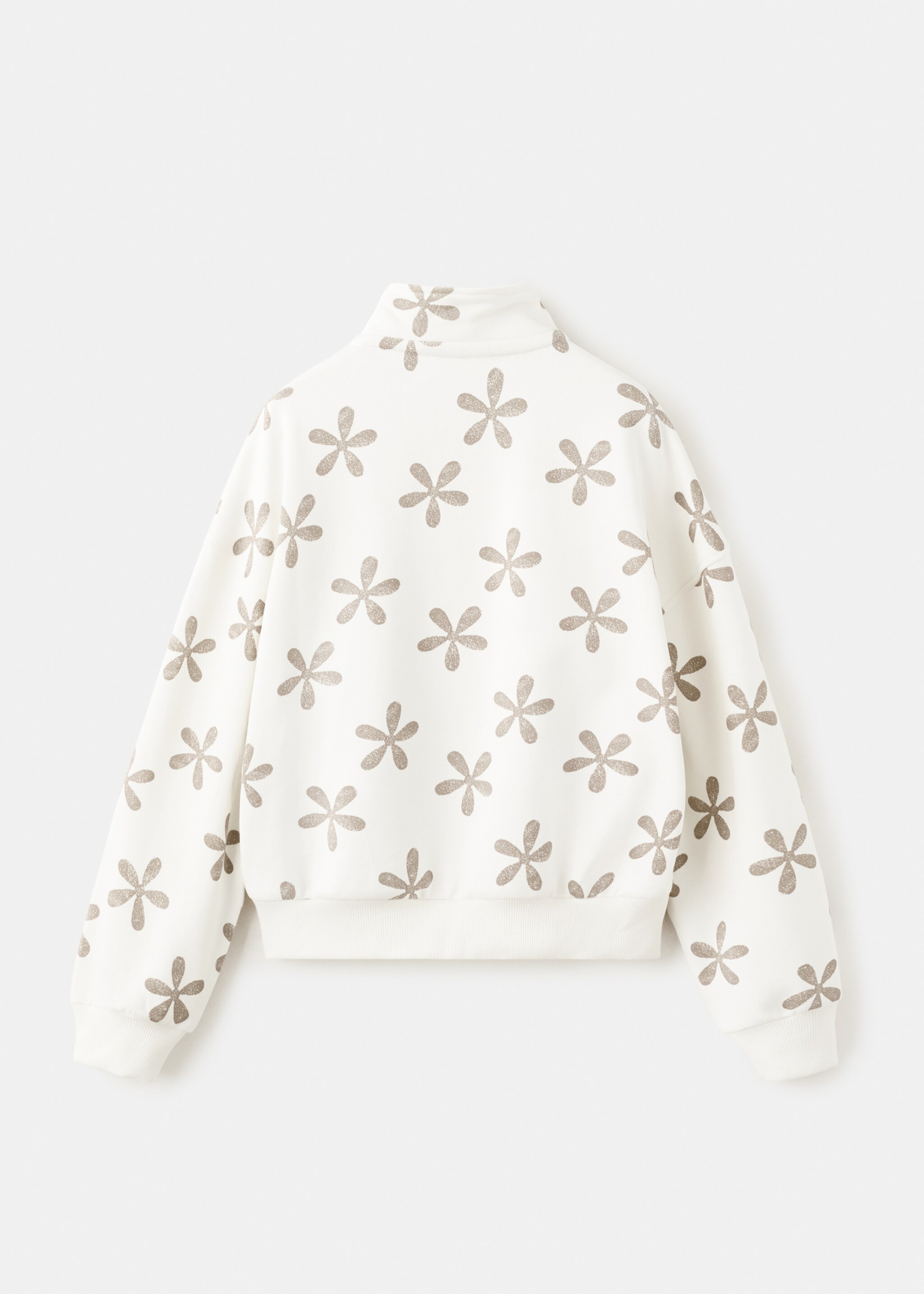 Sudadera estampada floral - Reverso del artículo, Blanco roto. Ref: 27023717-00.