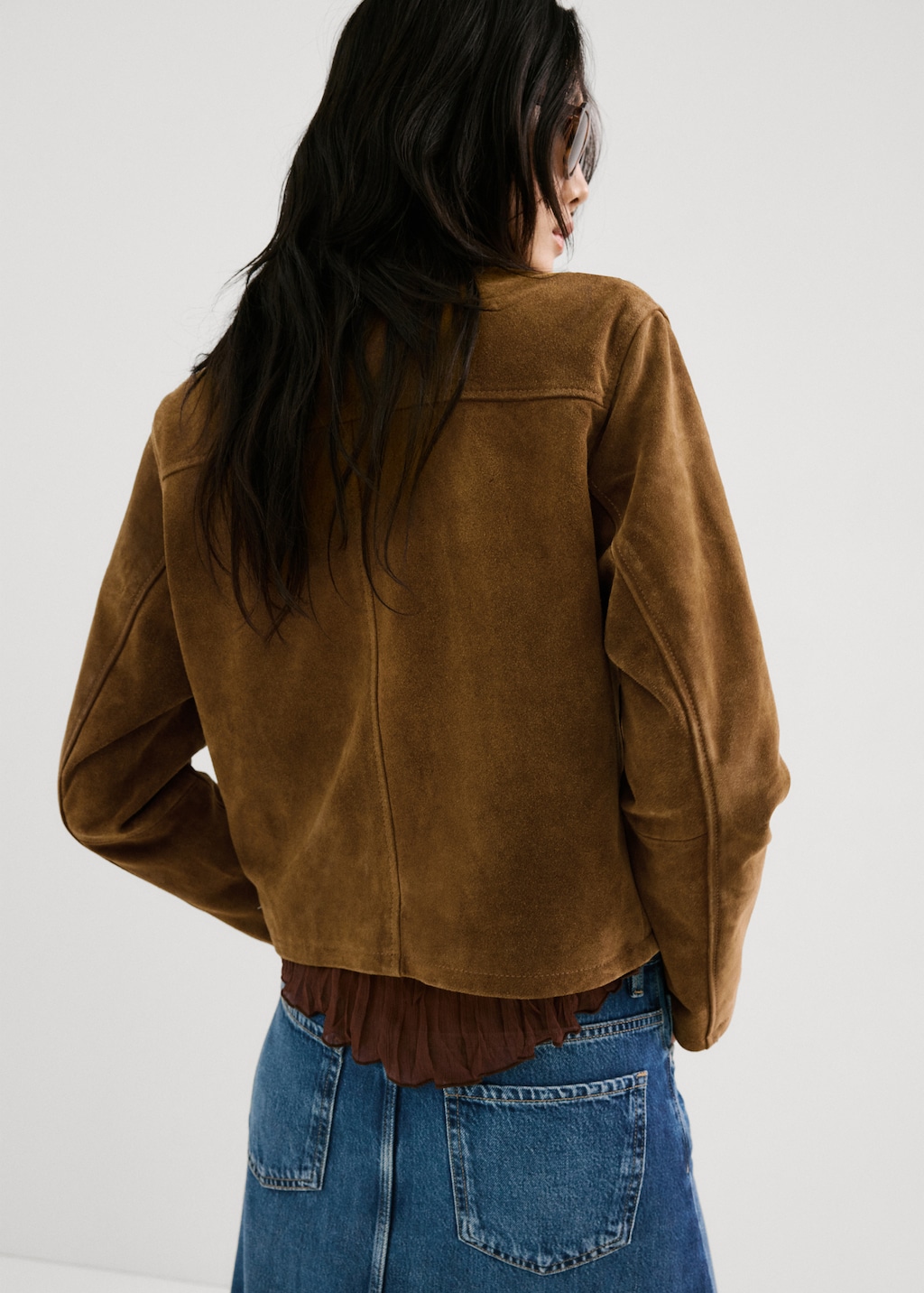 Suede leather jacket with buttons - image 2
