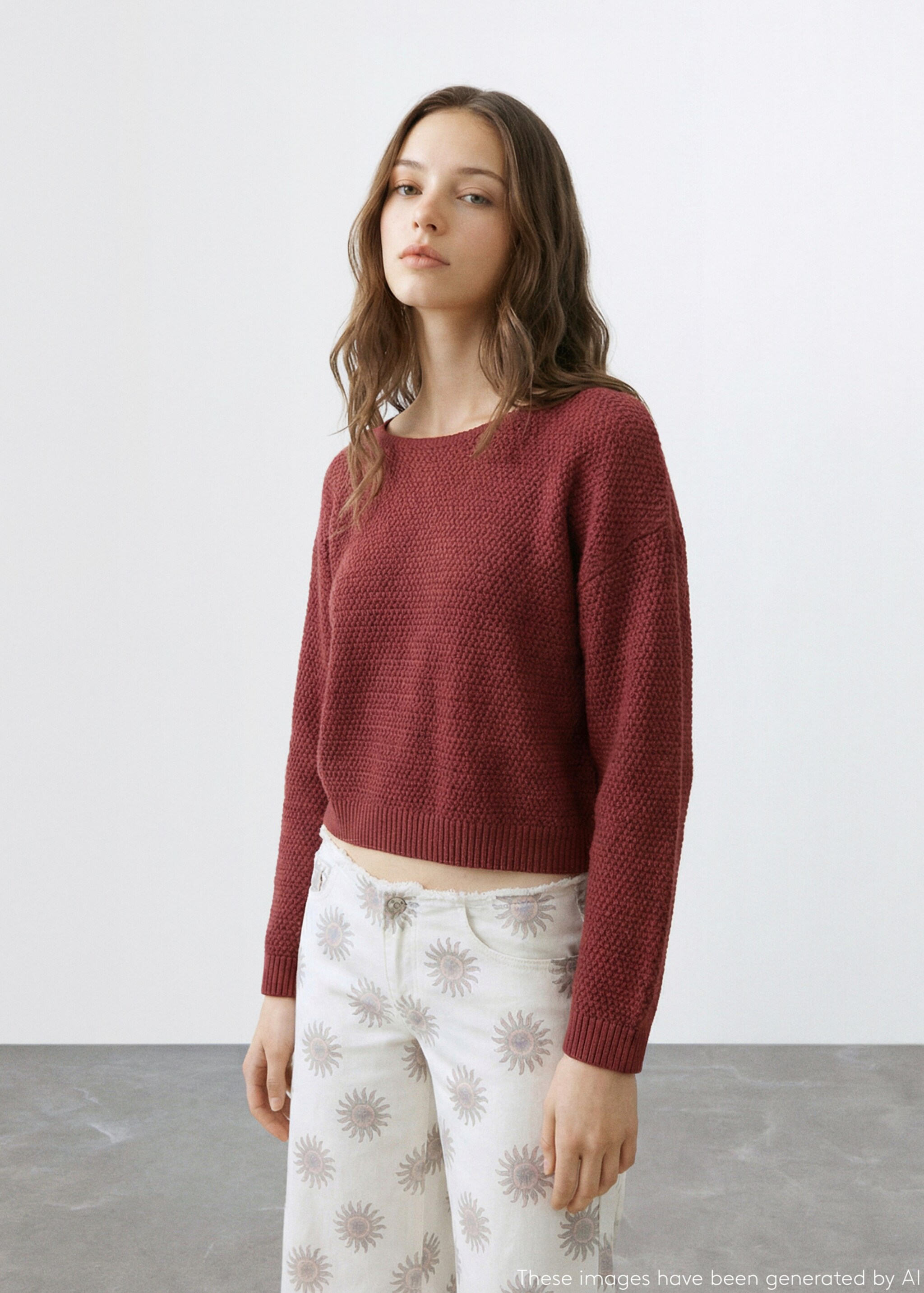 Medium-knit sweater - Medium plane, Salmon. Ref: 27024052-00.