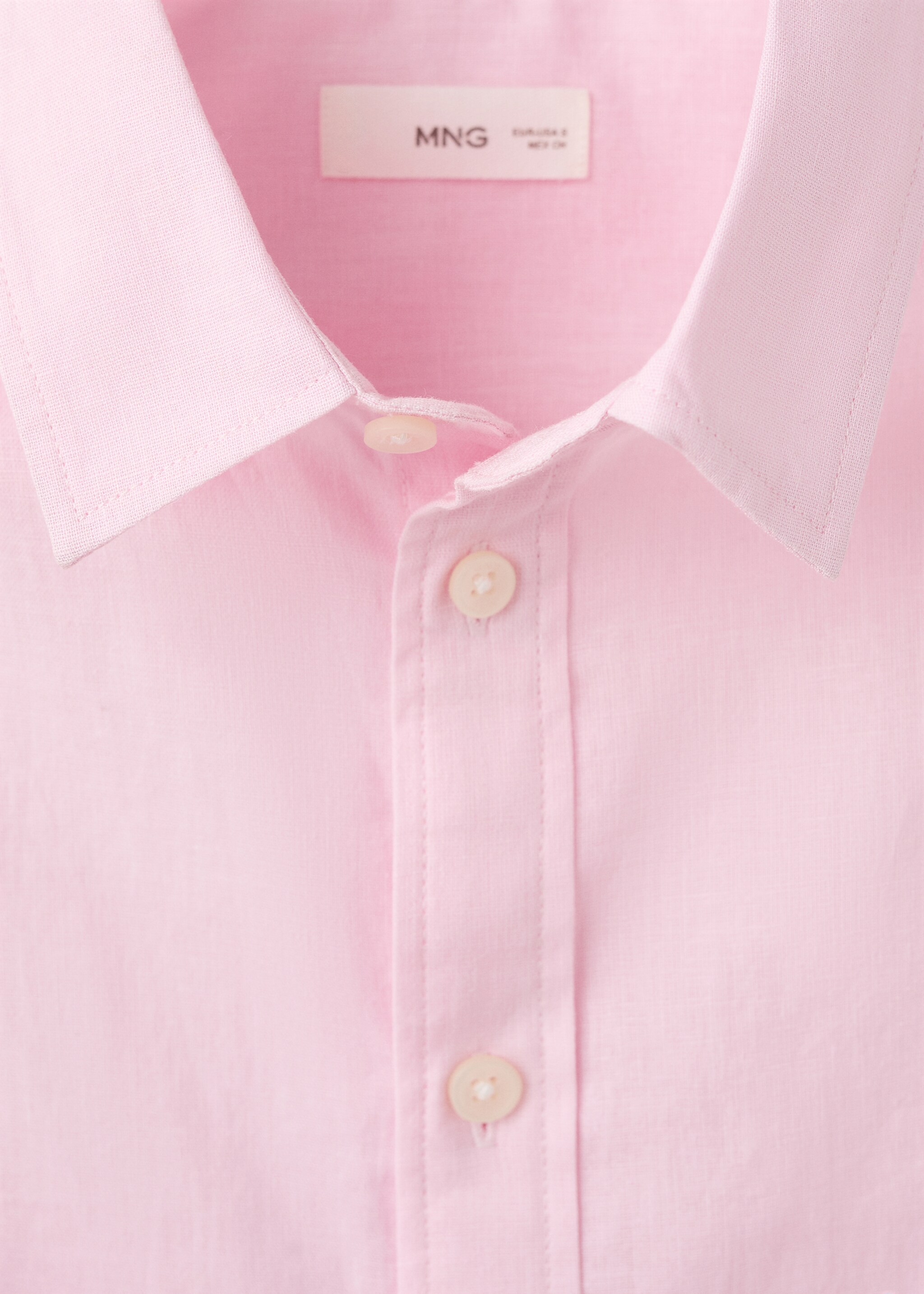 Button linen shirt - Details of the article 8, Pink. Ref: 27024054-00.