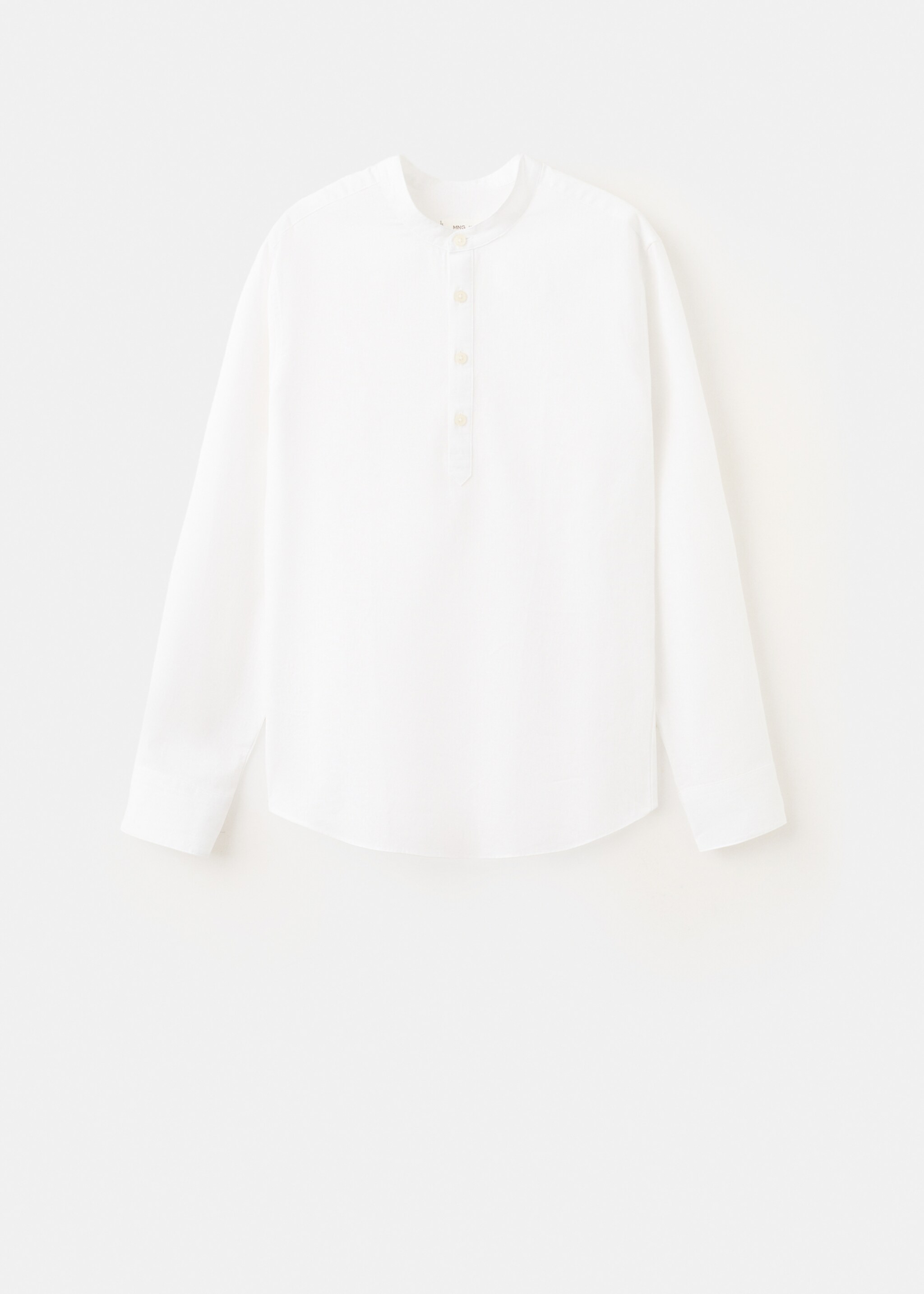 Linen shirt with striped collar - Article without model, White. Ref: 27024055-00.