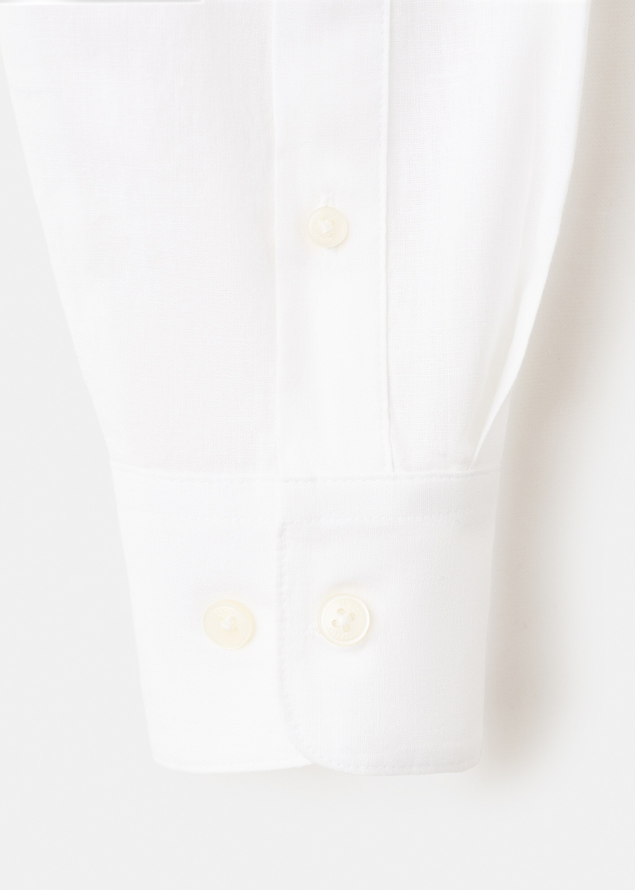 Linen shirt with striped collar - Details of the article 0, White. Ref: 27024055-00.