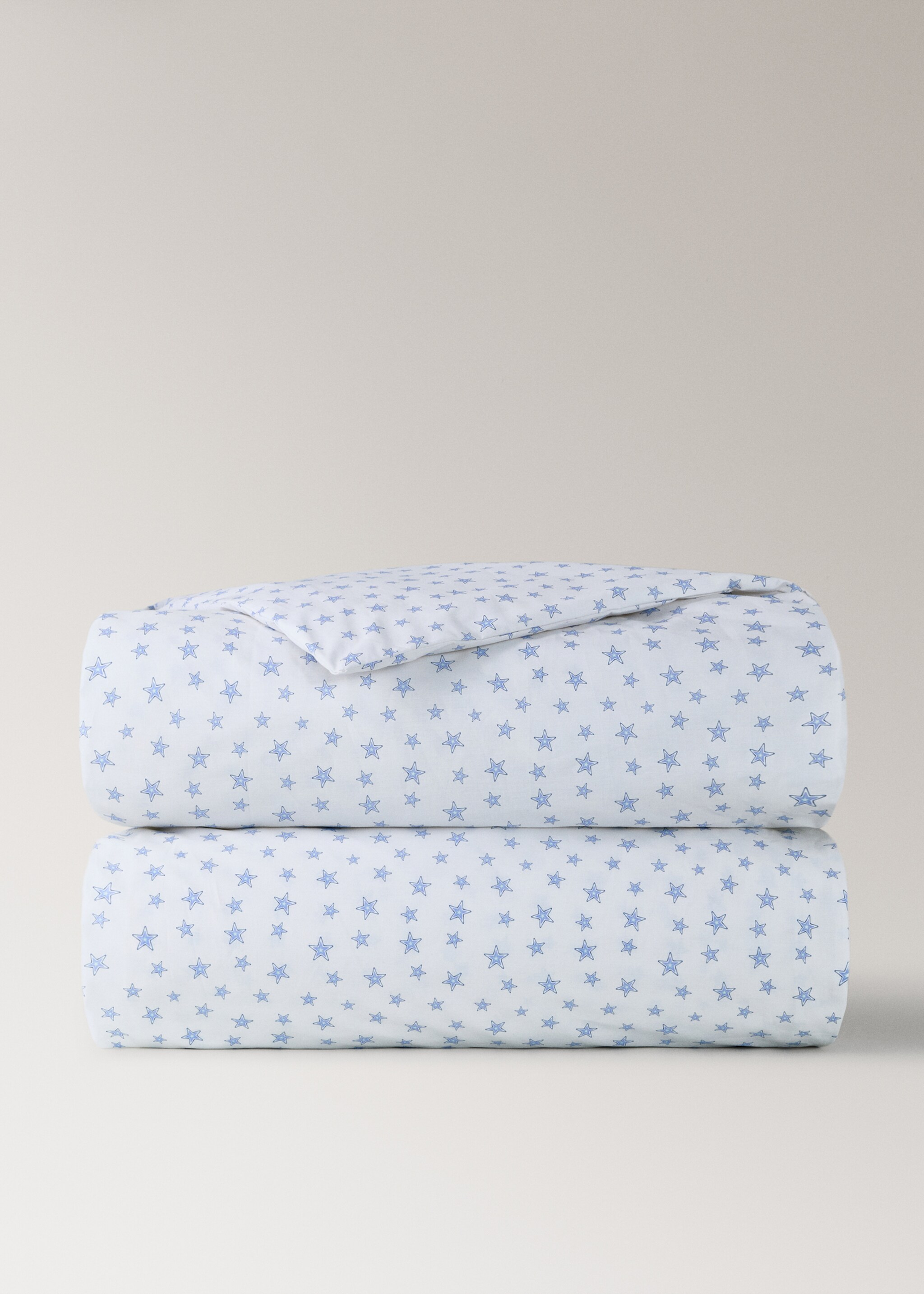 Children's star print percale cotton duvet cover for a 90 cm bed - Article without model, Blue. Ref: 27024063-00.