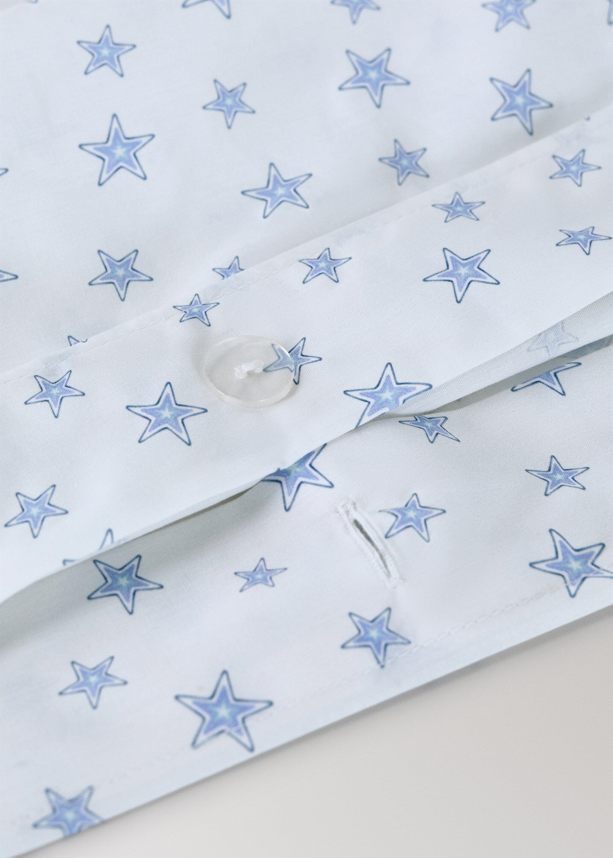 Children's star print percale cotton duvet cover for a 90 cm bed - Details of the article 2, Blue. Ref: 27024063-00.
