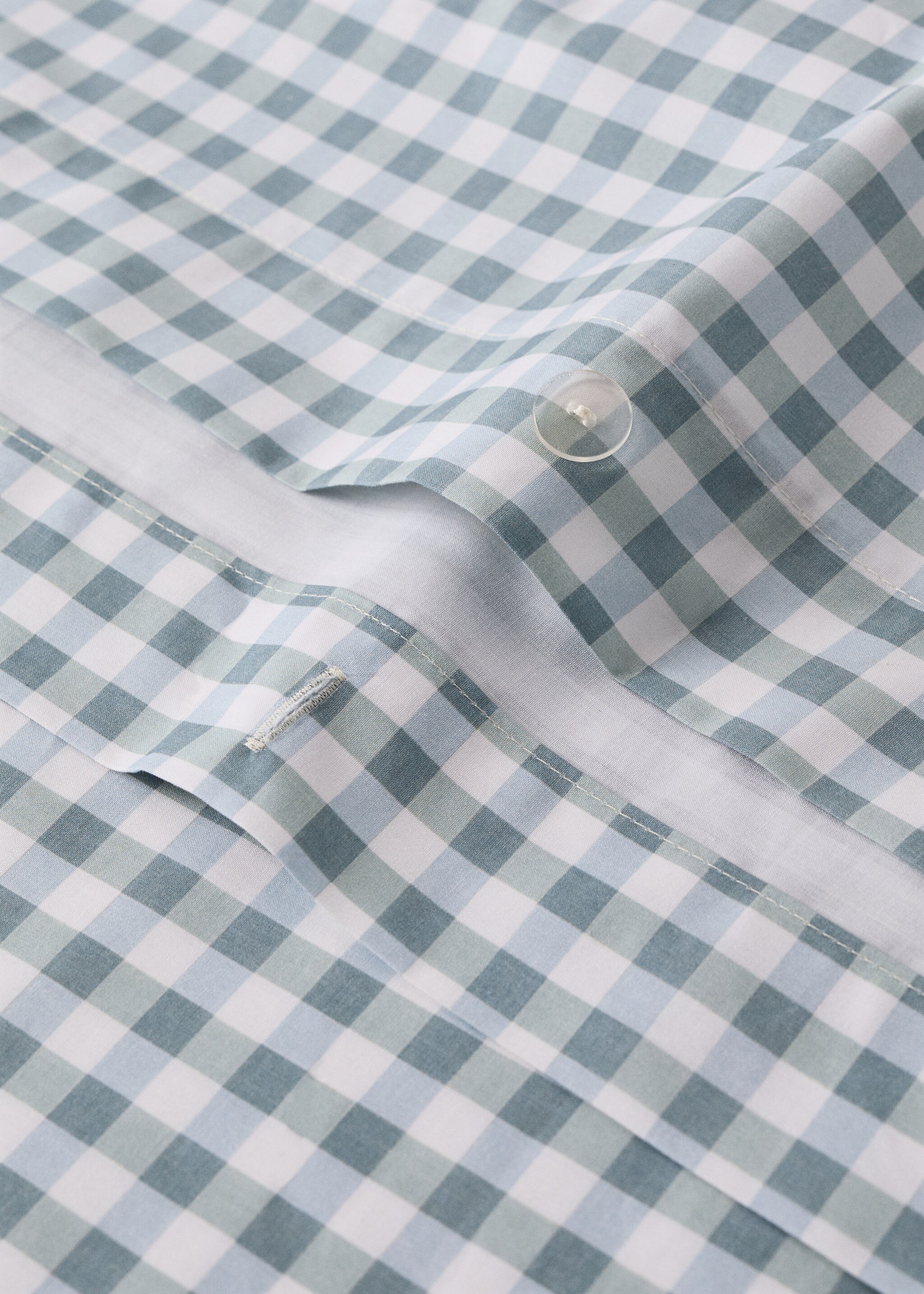 Vichy check cotton duvet cover 90 cm Single bed - Details of the article 2, Mint Green. Ref: 27024064-00.