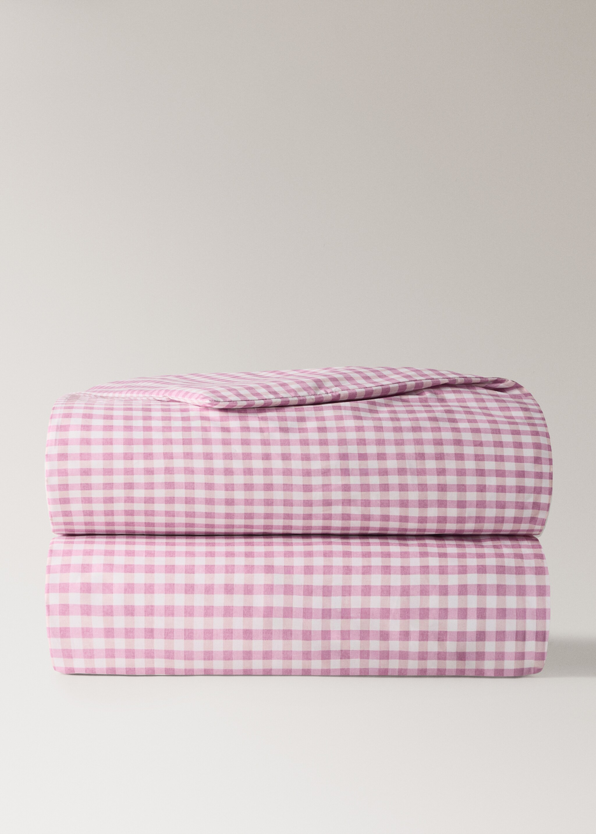 Cotton gingham duvet cover Single Bed - Article without model, Pink. Ref: 27024064-00.