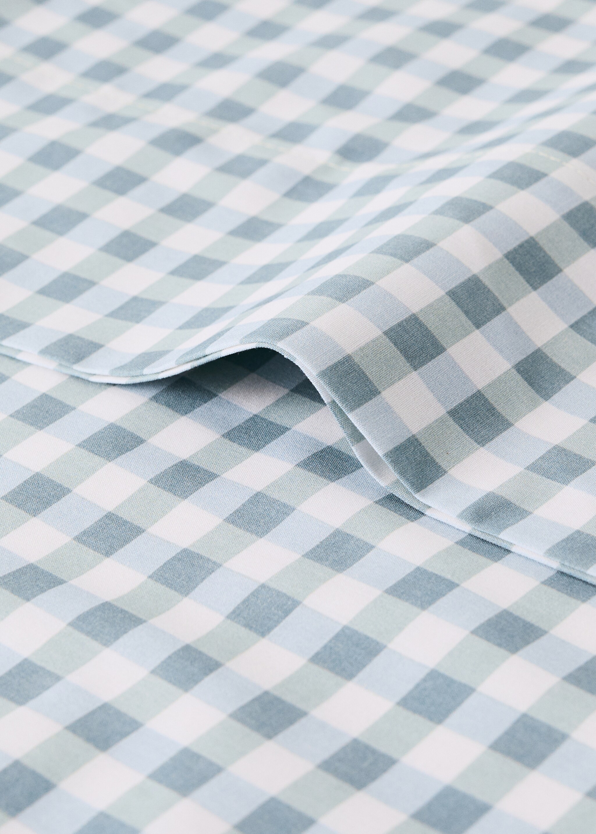 Cot bed duvet cover in cotton with Vichy checks - Details of the article 2, Mint Green. Ref: 27024065-00.