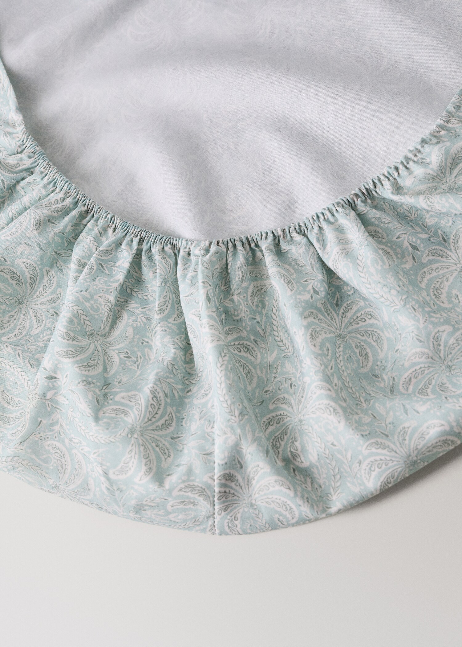 Percale cotton fitted sheet palm trees 90 cm bed - Details of the article 1