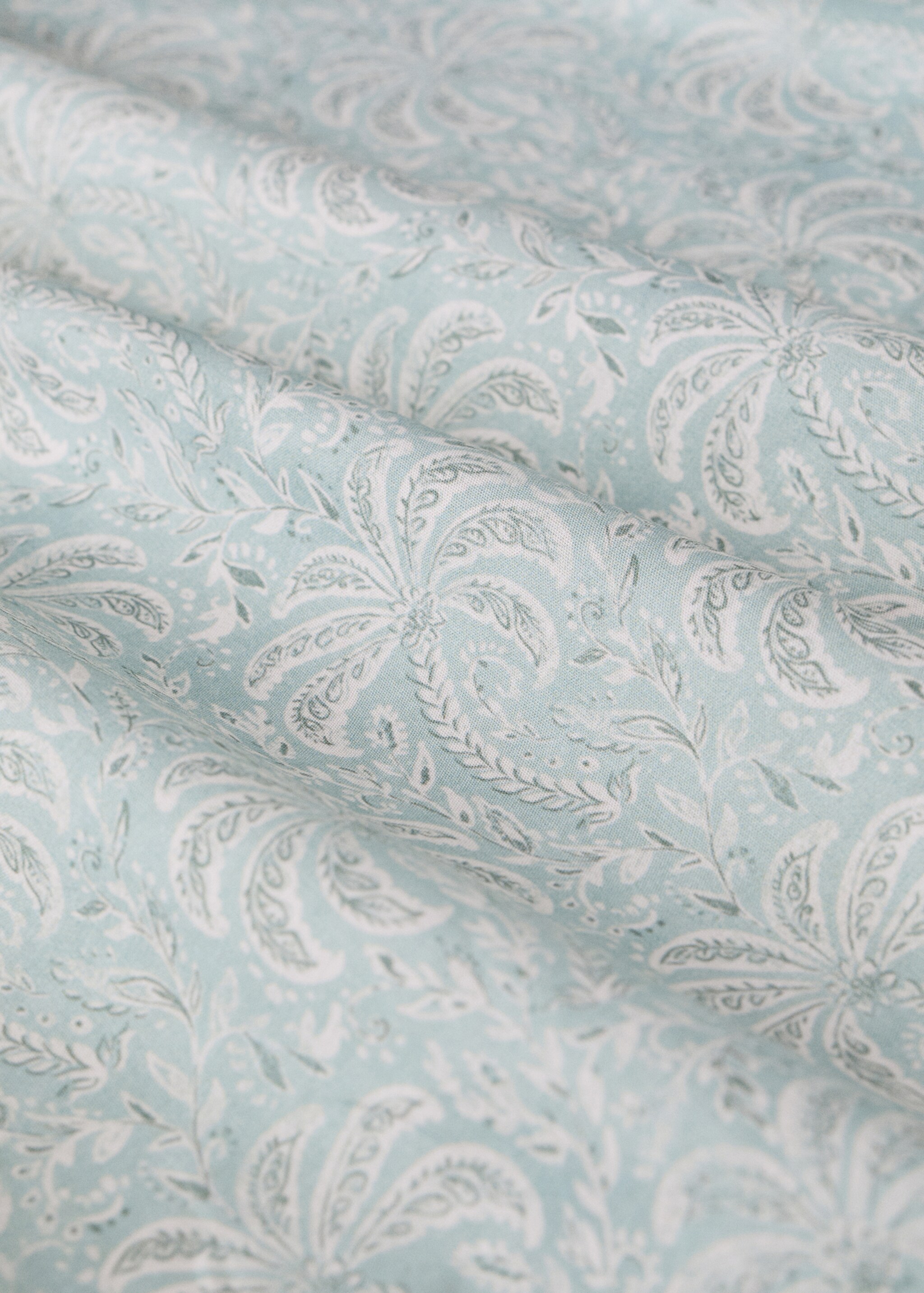 Percale cotton fitted sheet palm trees 90 cm bed - Details of the article 2, Pastel Green. Ref: 27024067-00.