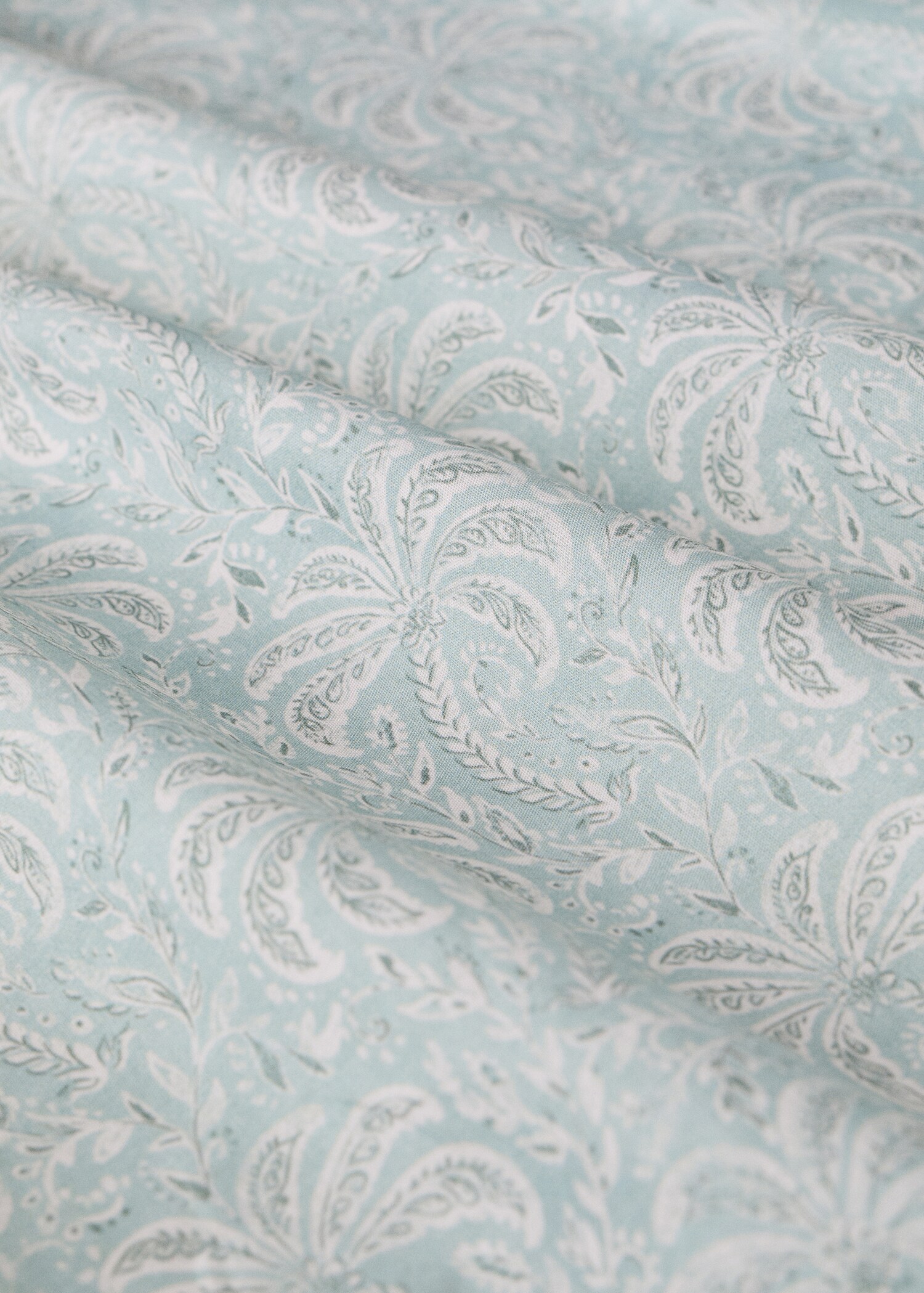 Percale cotton fitted sheet palm trees 90 cm bed - Details of the article 2