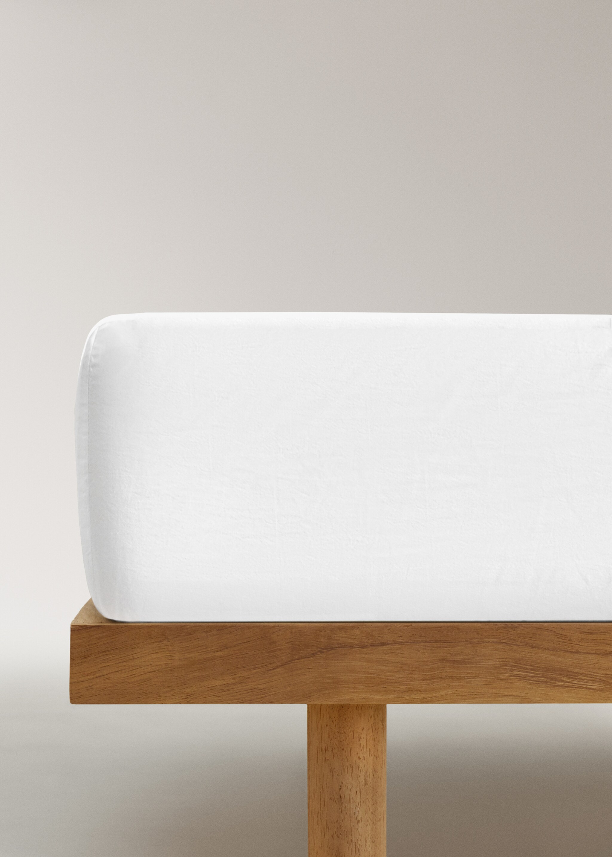 Kinderhoeslaken percal garment-washed Bed 90 cm - Artikel zonder model, Wit. Ref: 27024069-00.