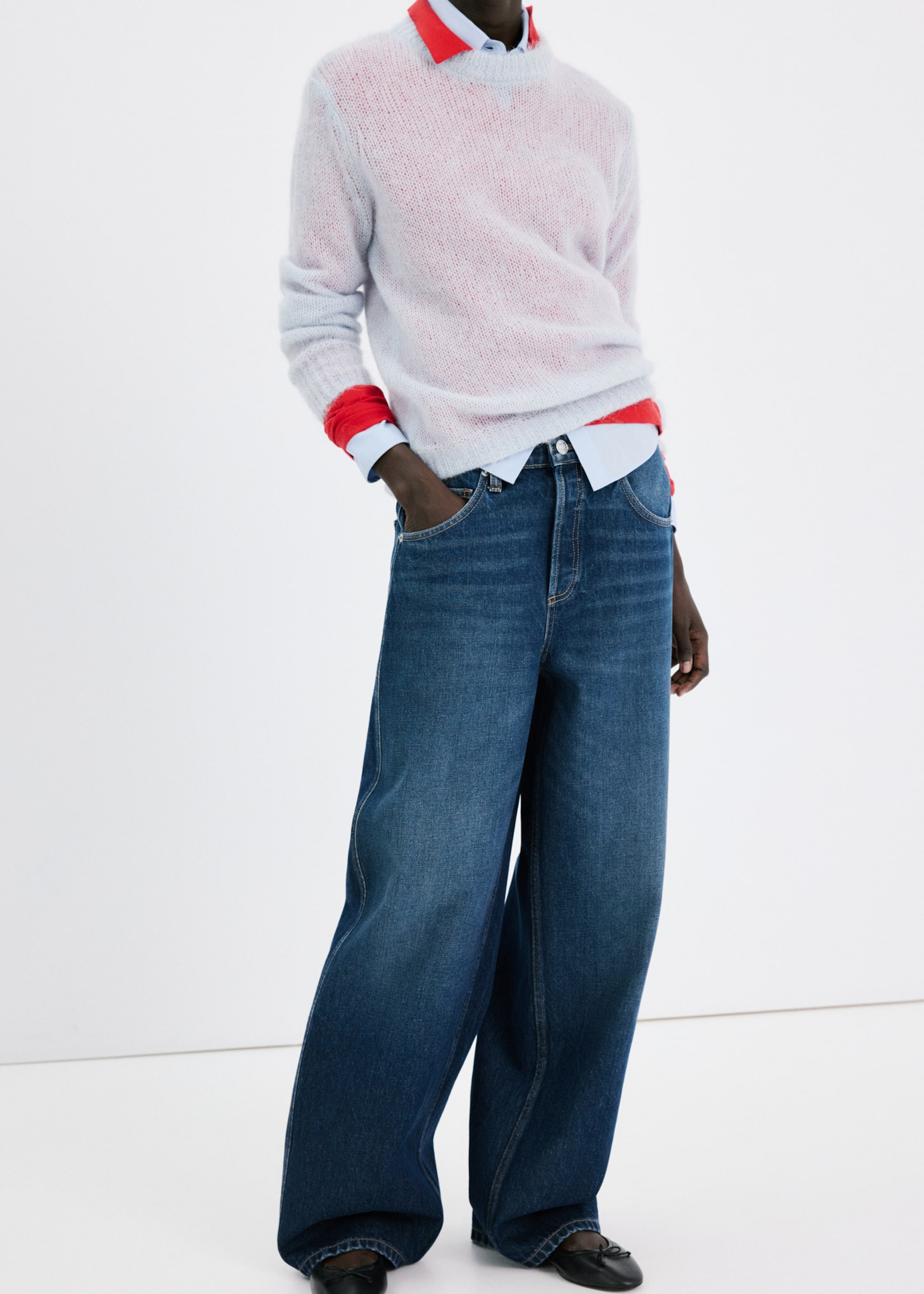 Mid-rise balloon jeans - Medium plane, Dark Blue. Ref: 27024079-00.