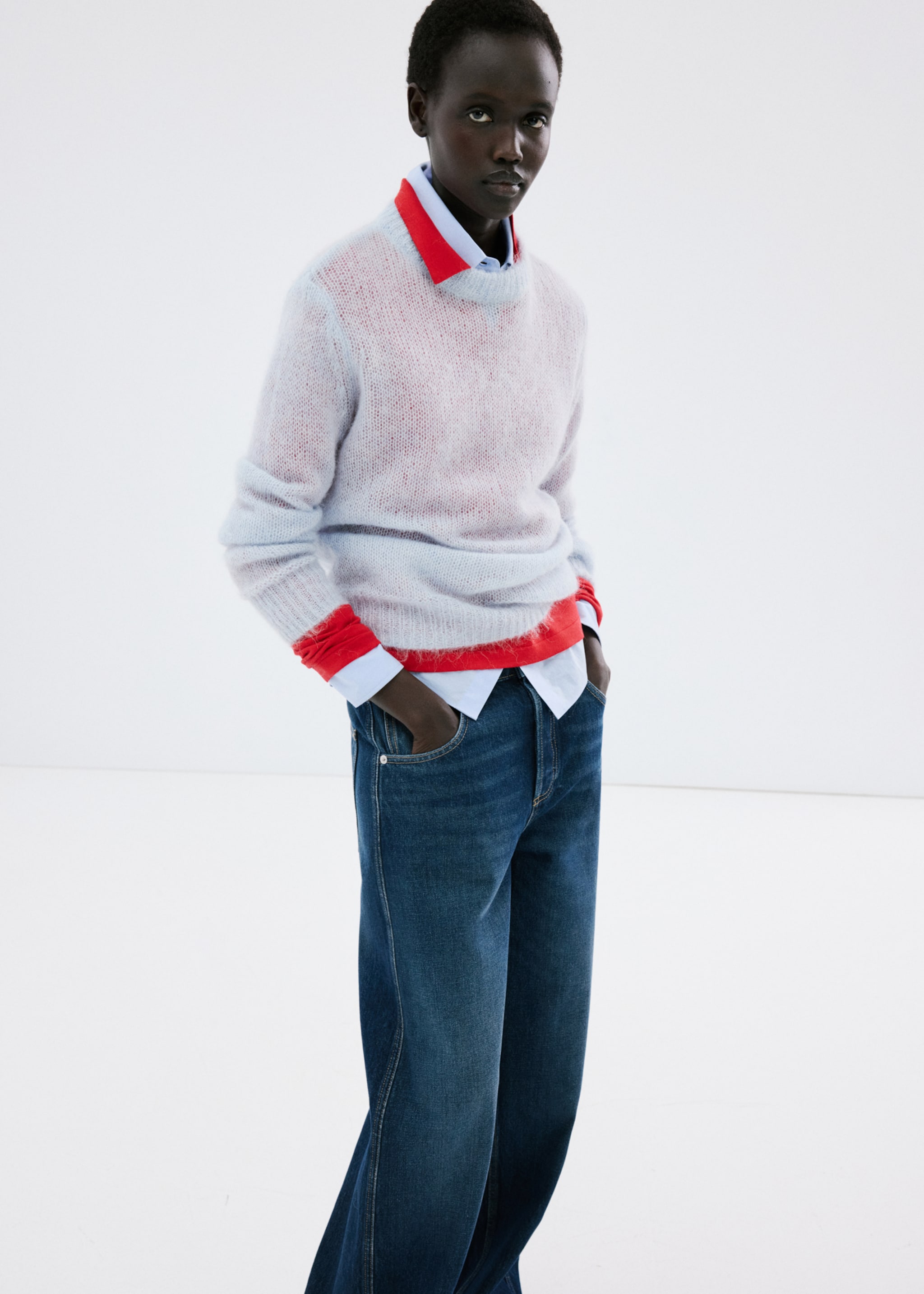 Mid-rise balloon jeans - Details of the article 1, Dark Blue. Ref: 27024079-00.