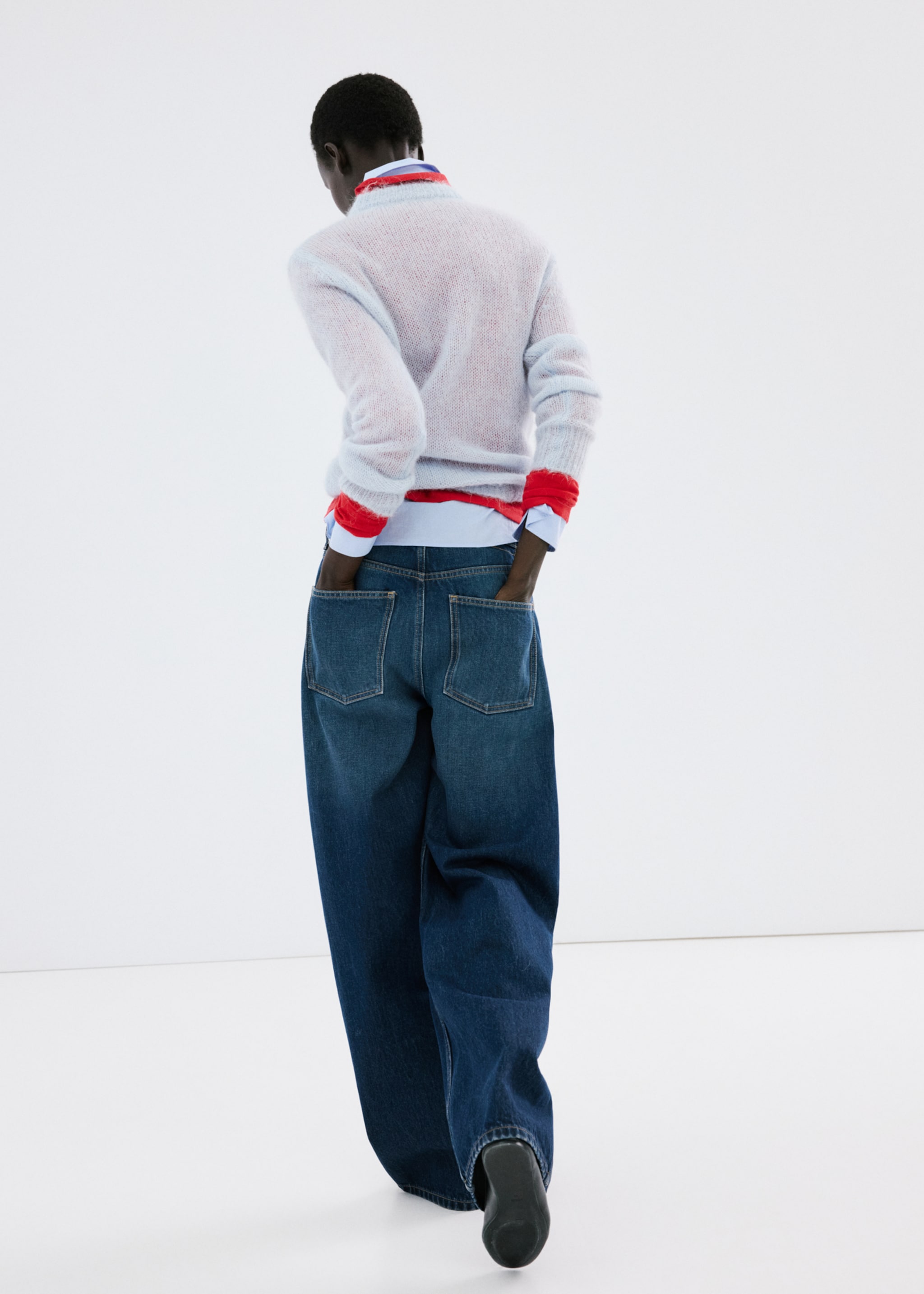 Mid-rise balloon jeans - Details of the article 2, Dark Blue. Ref: 27024079-00.