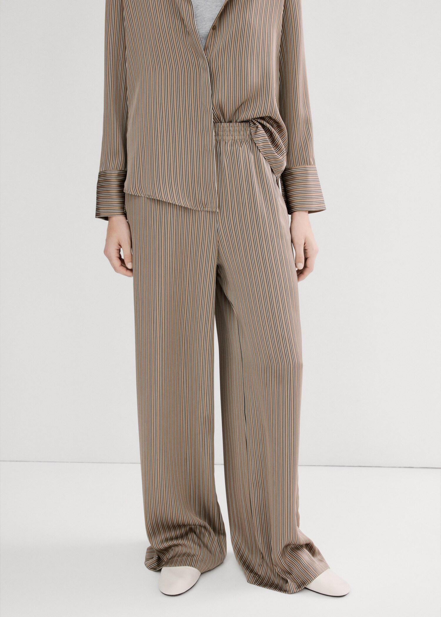 Satin striped trousers - Medium plane