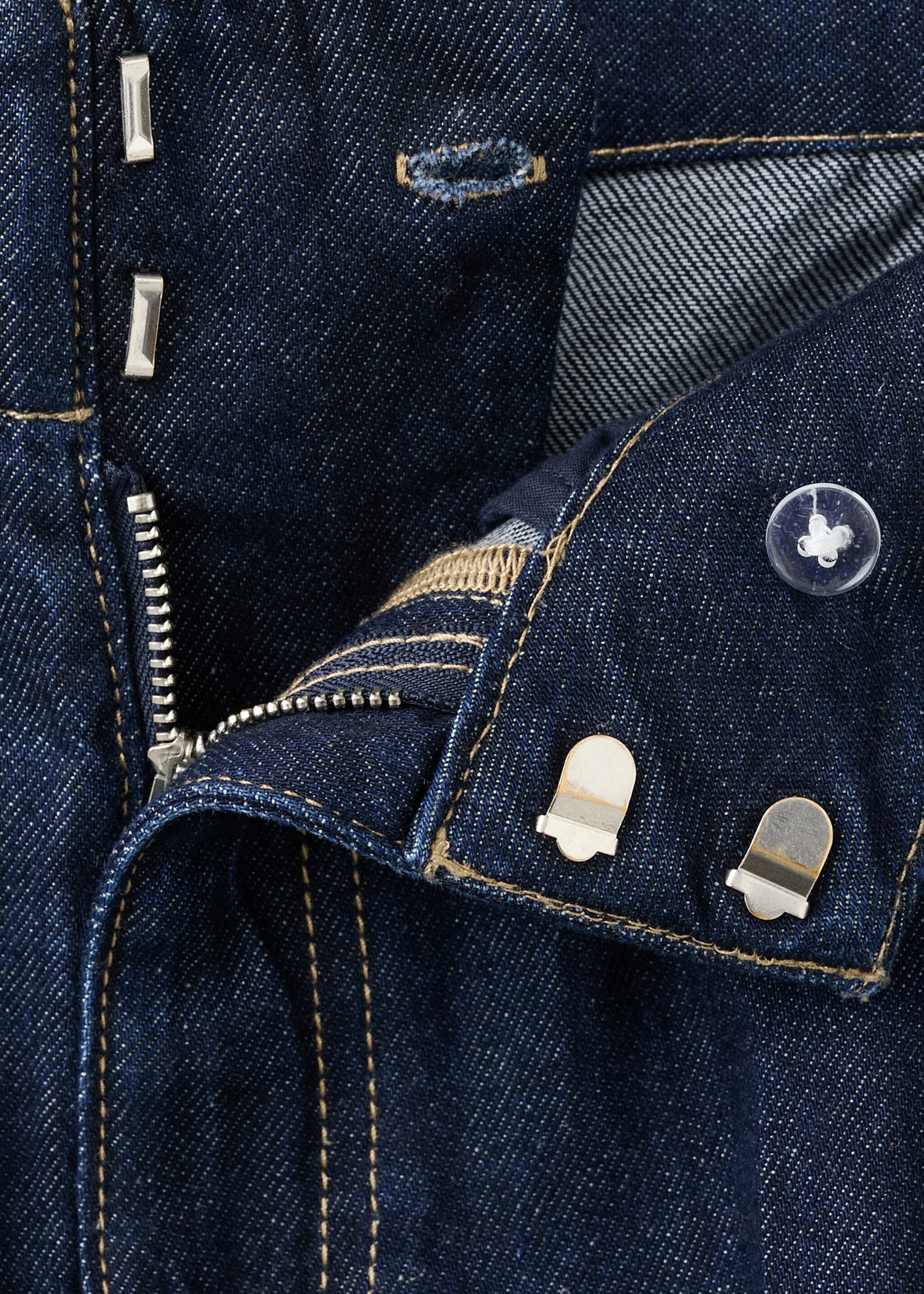 Wide-leg mid-rise broek - Detail van het artikel 8, Open blauw. Ref: 27024083-00.