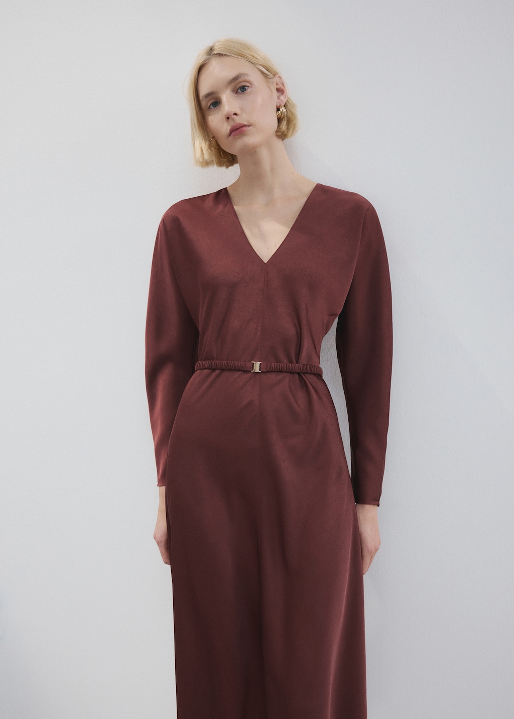 Belted V-neck dress