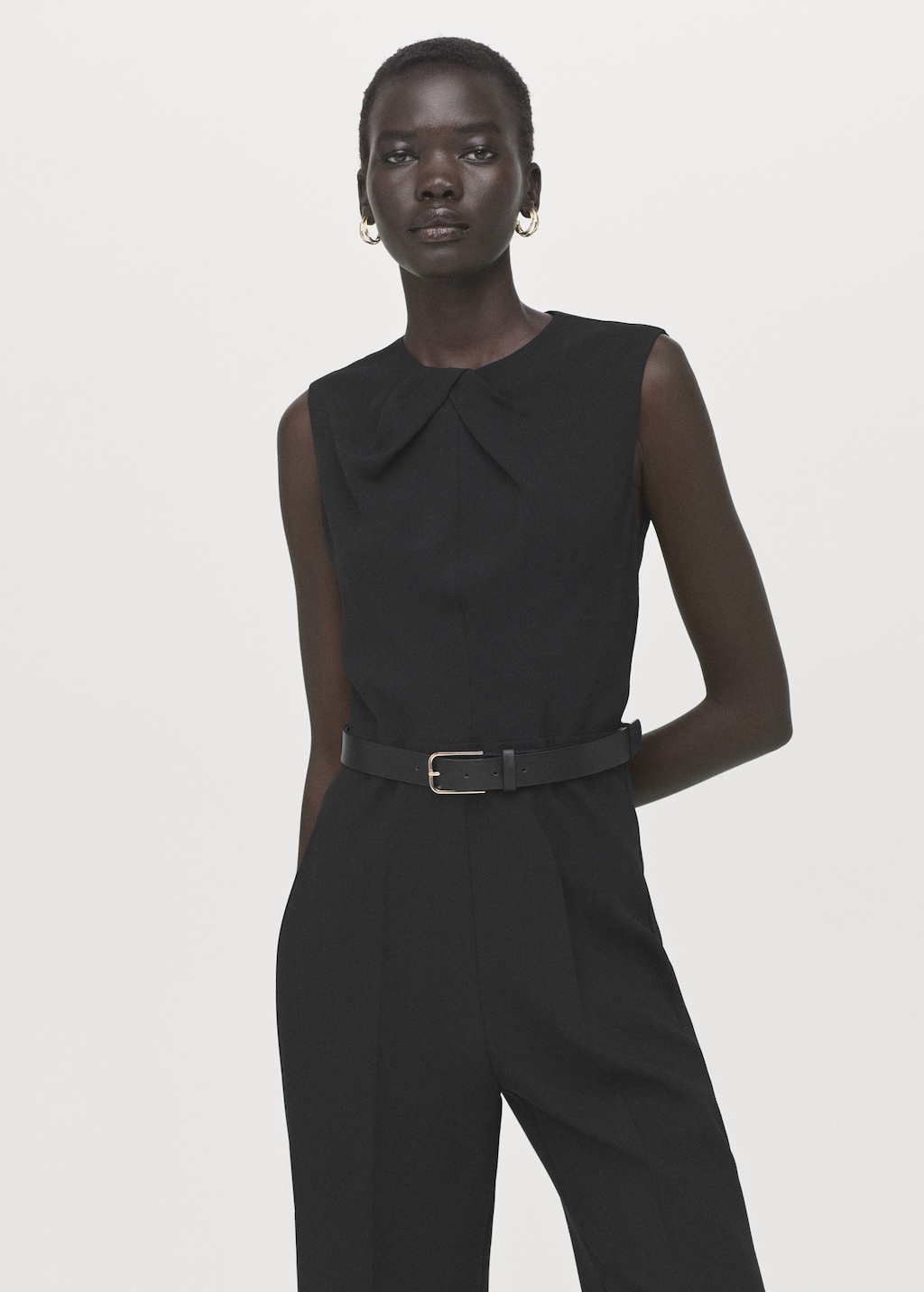 Jumpsuit with draped detail belt