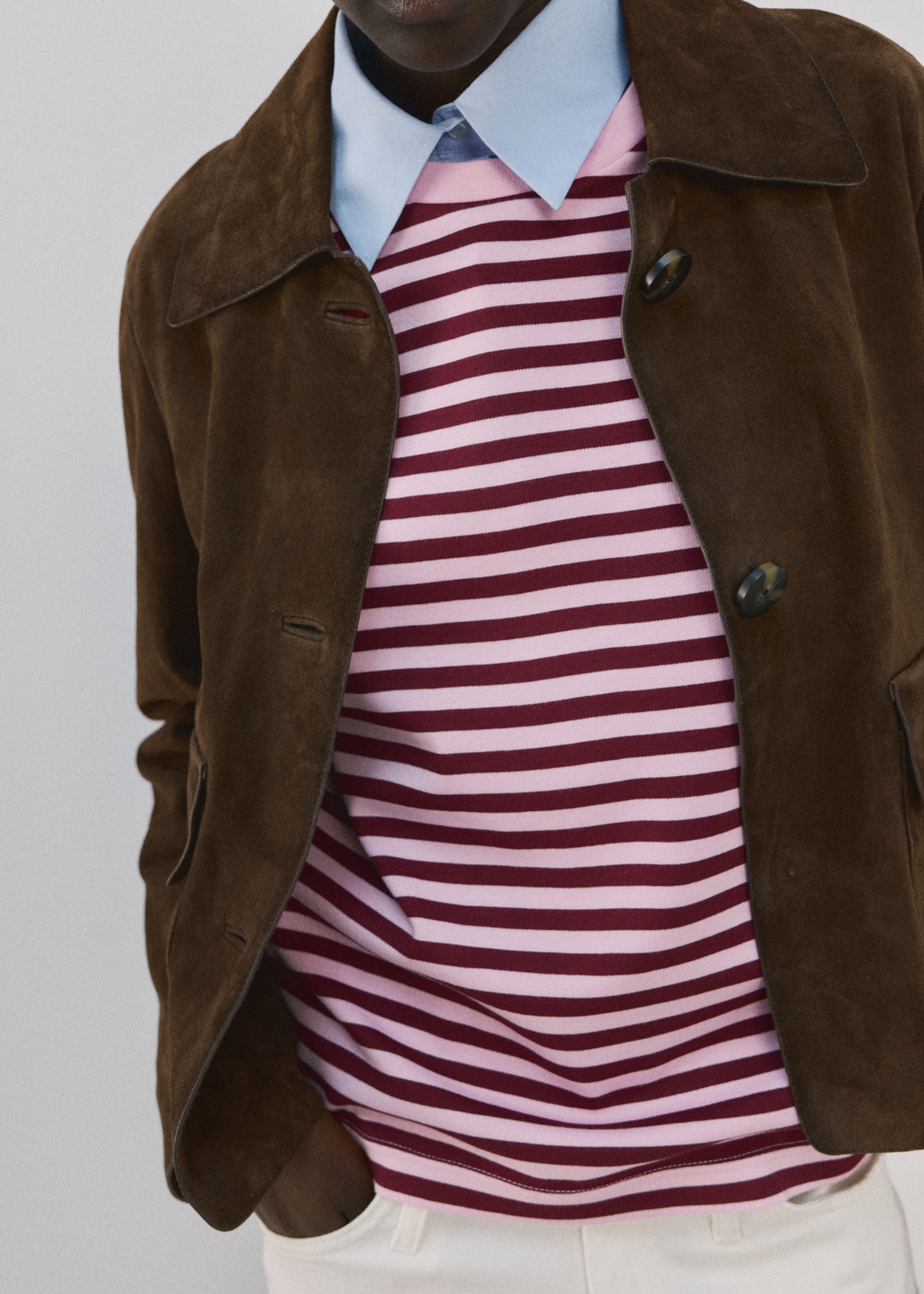 T-shirt manches courtes rayures - Plan moyen, Rose pastel. Ref: 27024088-00.