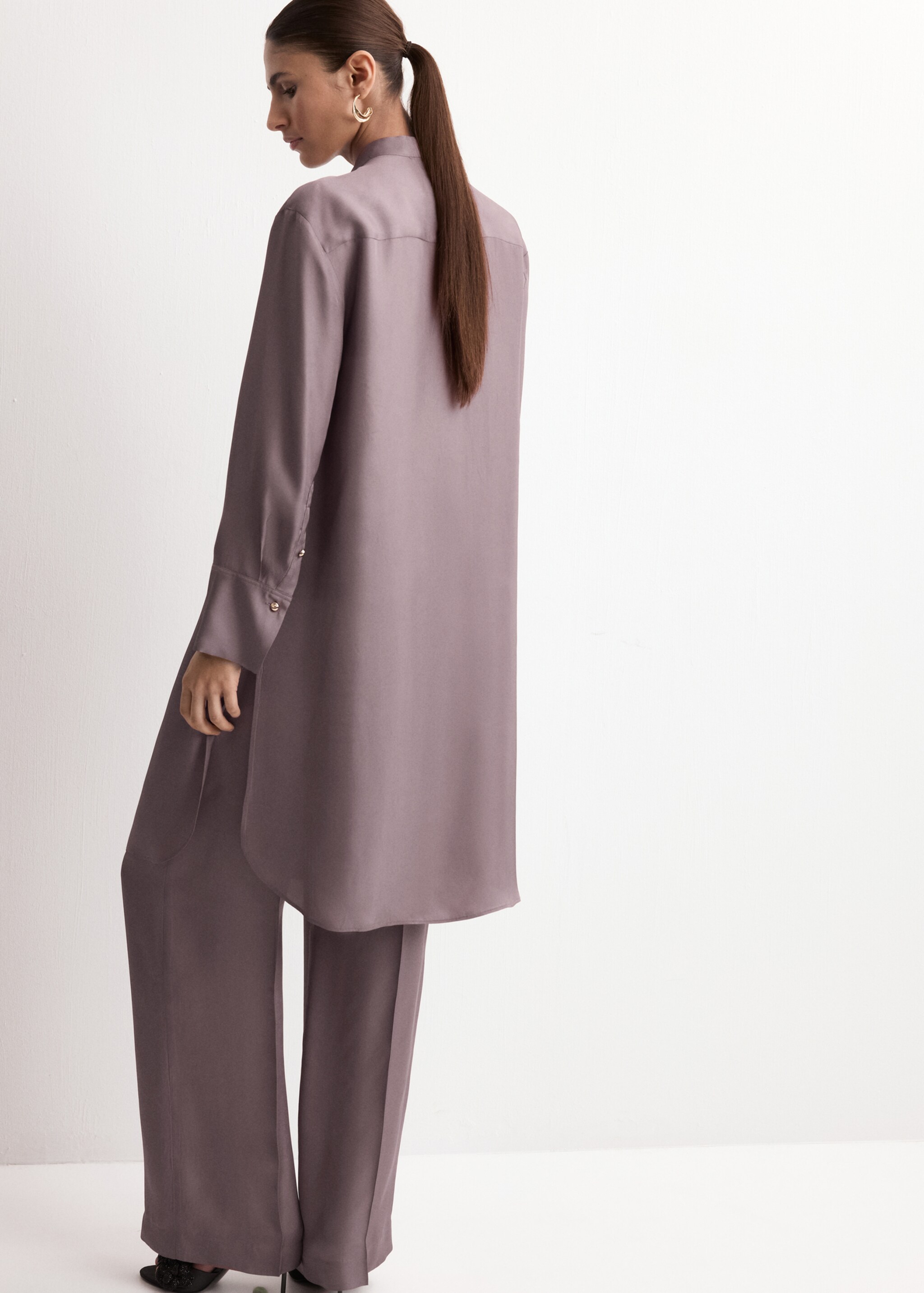 Pantalón recto tiro medio - Reverso del artículo, Rosa pastel. Ref: 27024089-00.